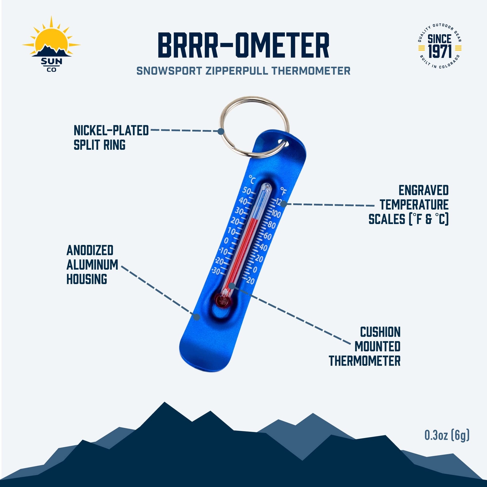 Sun Company Brrr-ometer – Snowsport Zipper Pull Thermometer for Jacket, Parka…