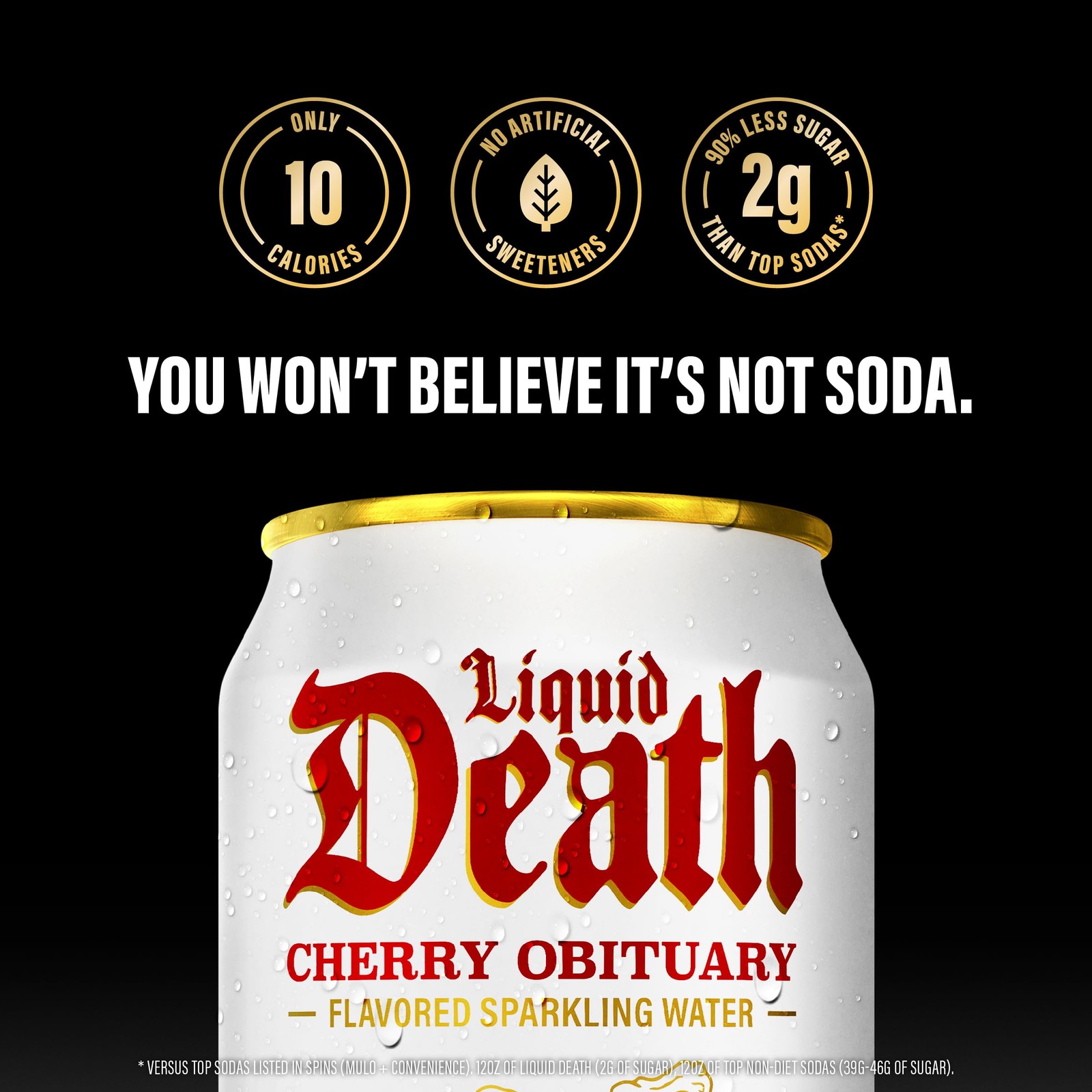 Soda-Flavored Sparkling Water – Cherry Obituary, Less Sugar*, Huge Flavor, No…