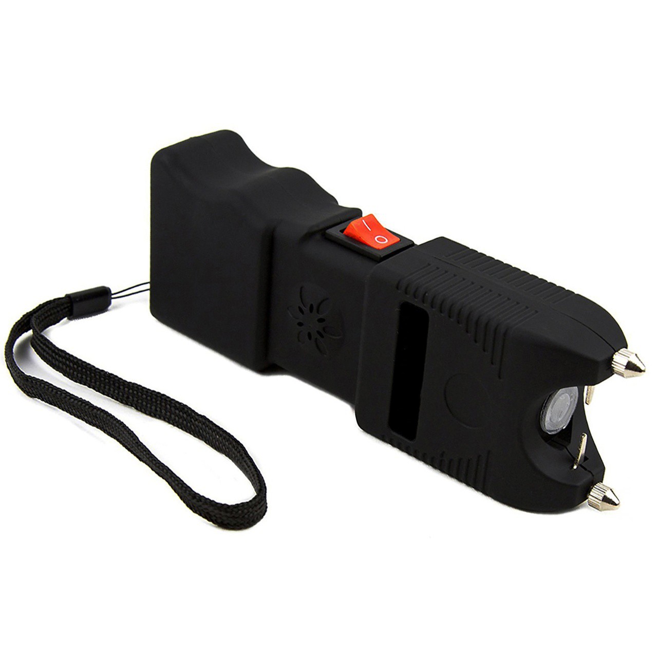 Rechargeable Stun Gun LED Flashlight Portable Self Defense Device Black