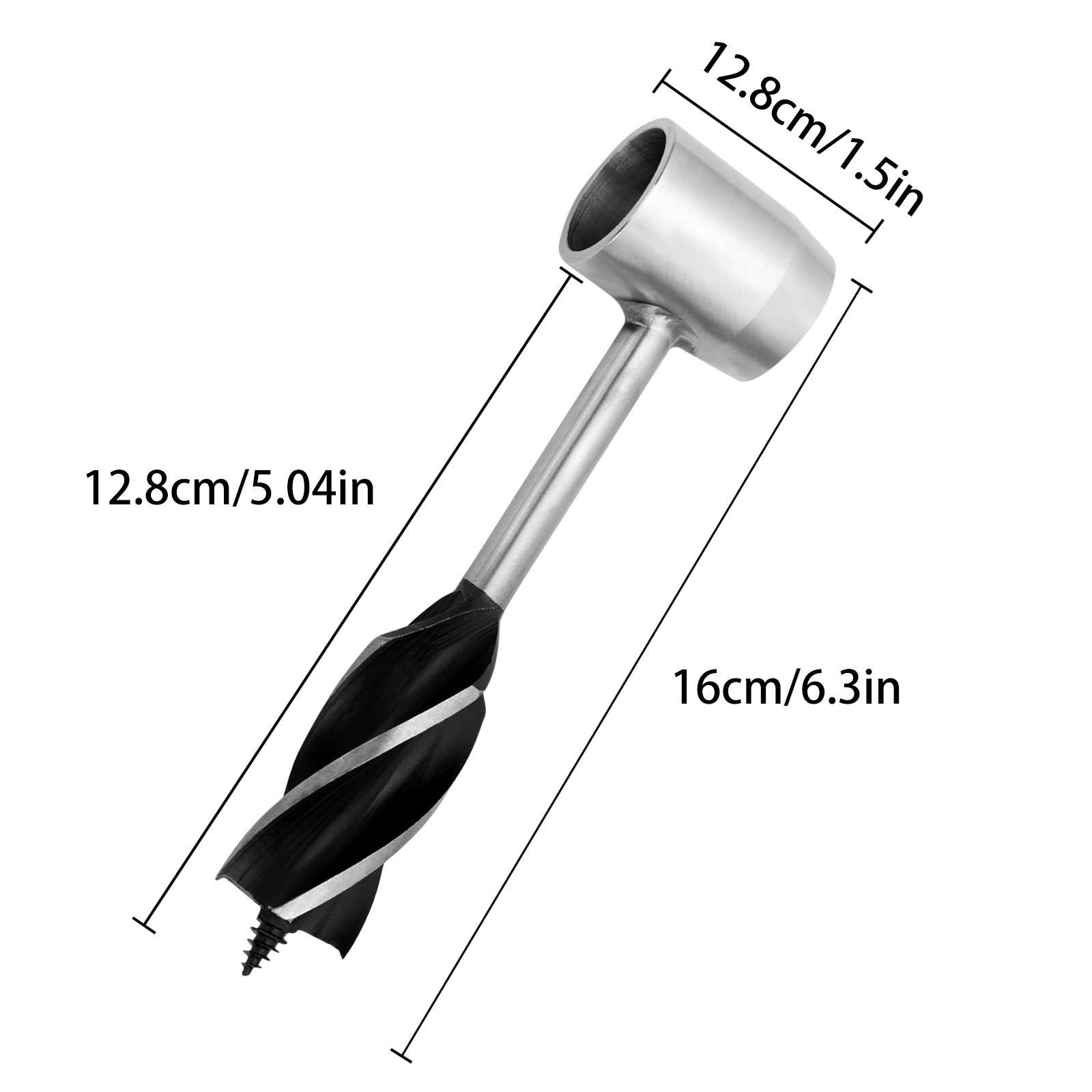 Hand Auger Wrench 1X 6.3in Stainless Steel Manual Drill with Brown Leather Case