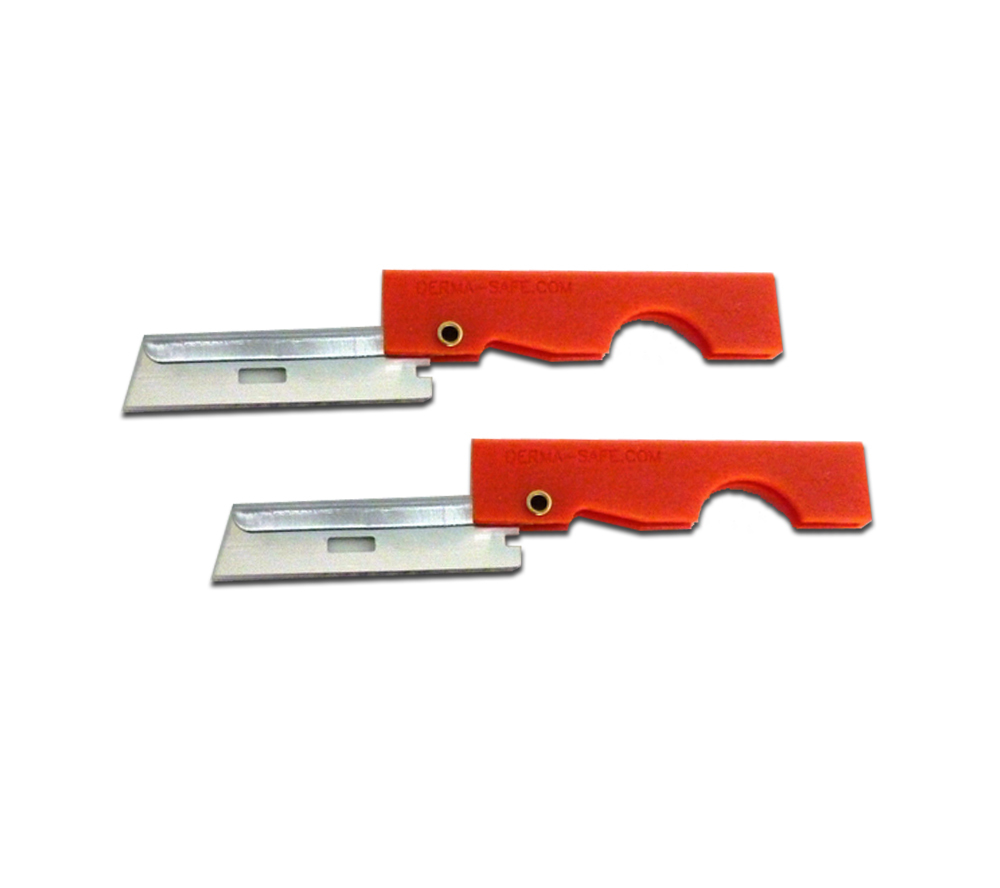 Derma Safe Folding Razor Knife 2 pack Orange for SERE Survival Tool Kit Blade