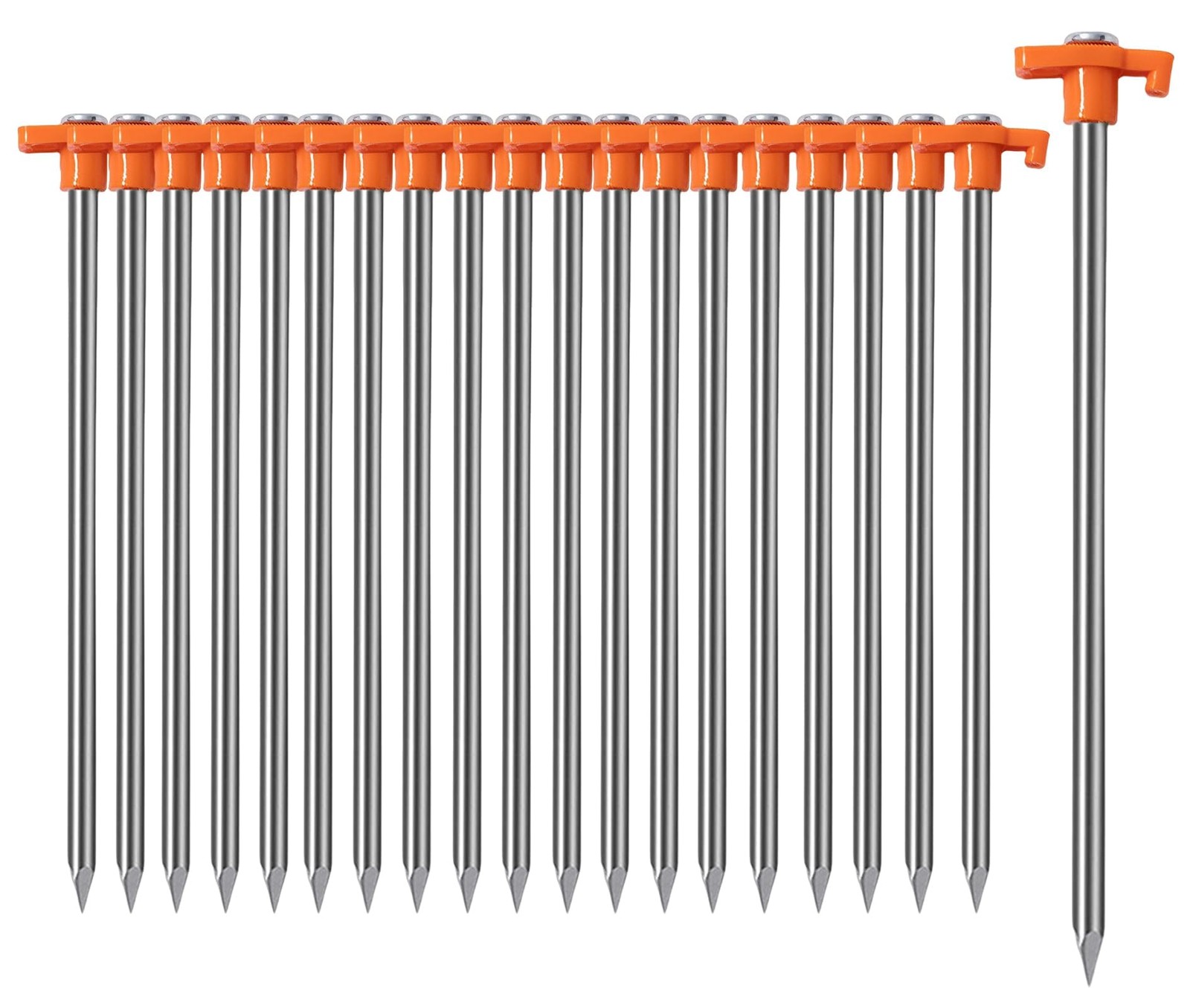 Cheardia 20 Pack Tent Stakes Heavy Duty, 9.75 Inch Yard Orange