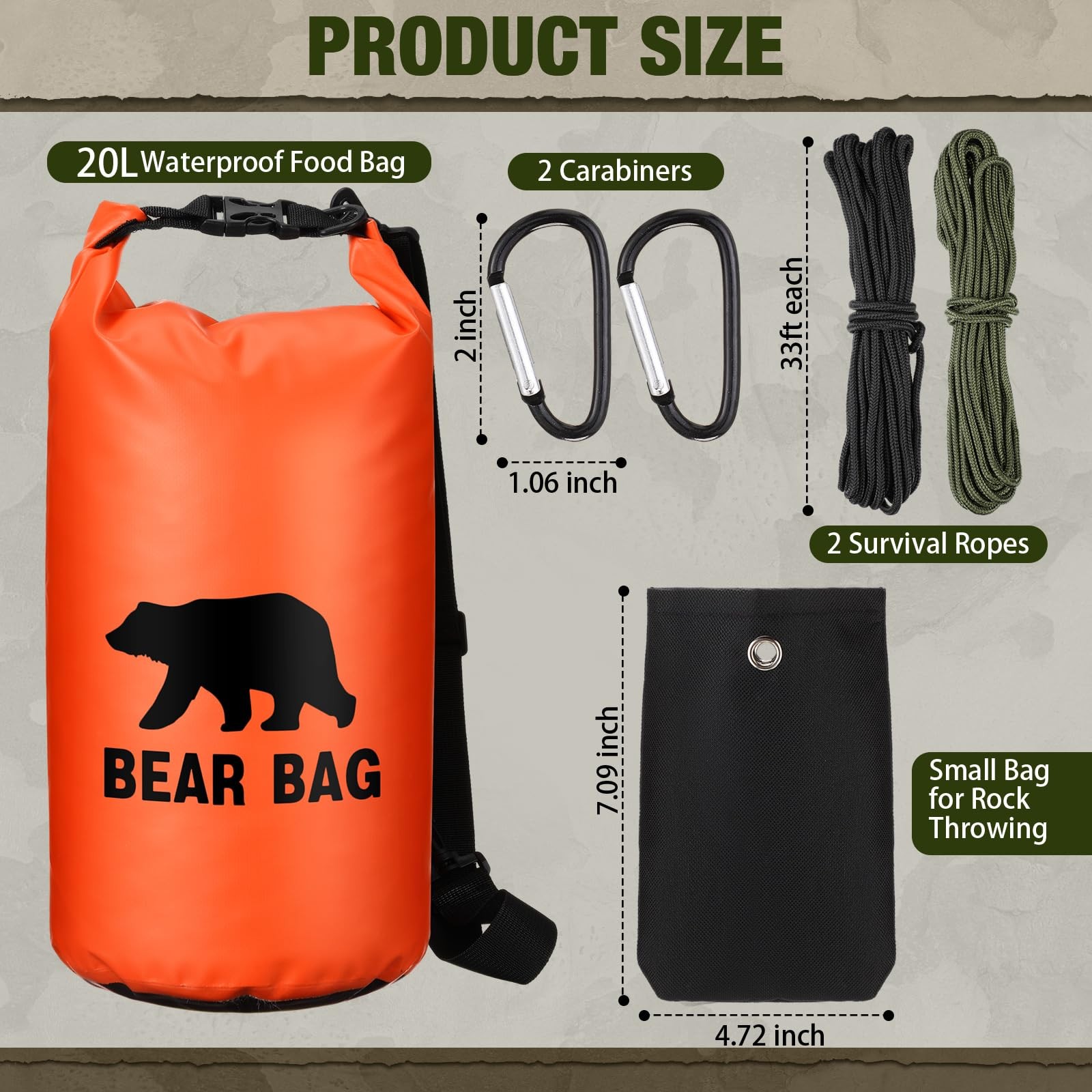 1 Set Bear Food Bag for Camping Ultralight Food Hanging System Includes Water…