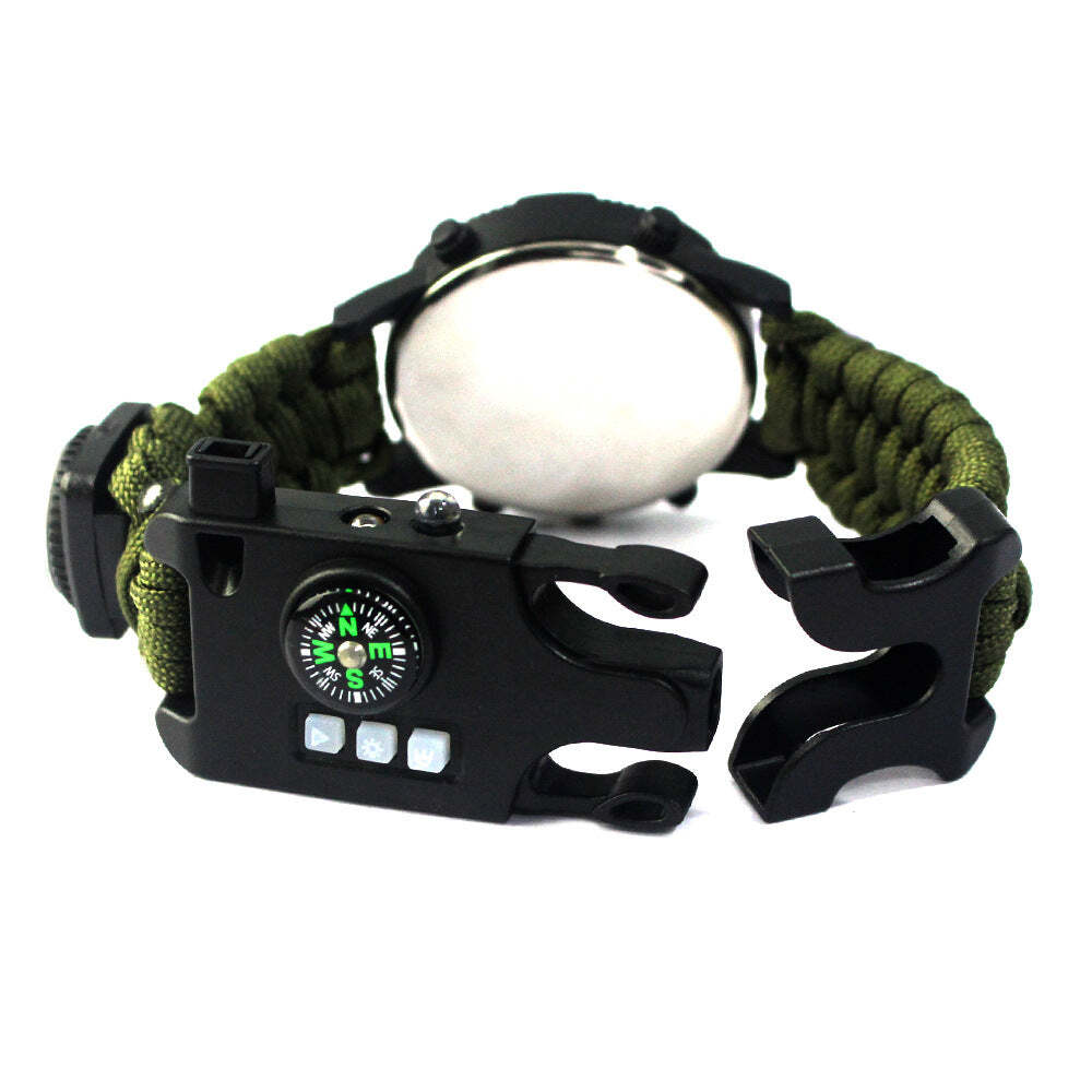 Outdoor camping survival paracord watch – Multi-function compass survival