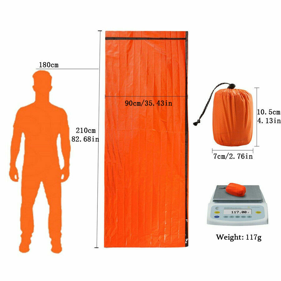 2 Pack Emergency Sleeping Bag Outdoor Camping Gear For Hiking Survival Thermal