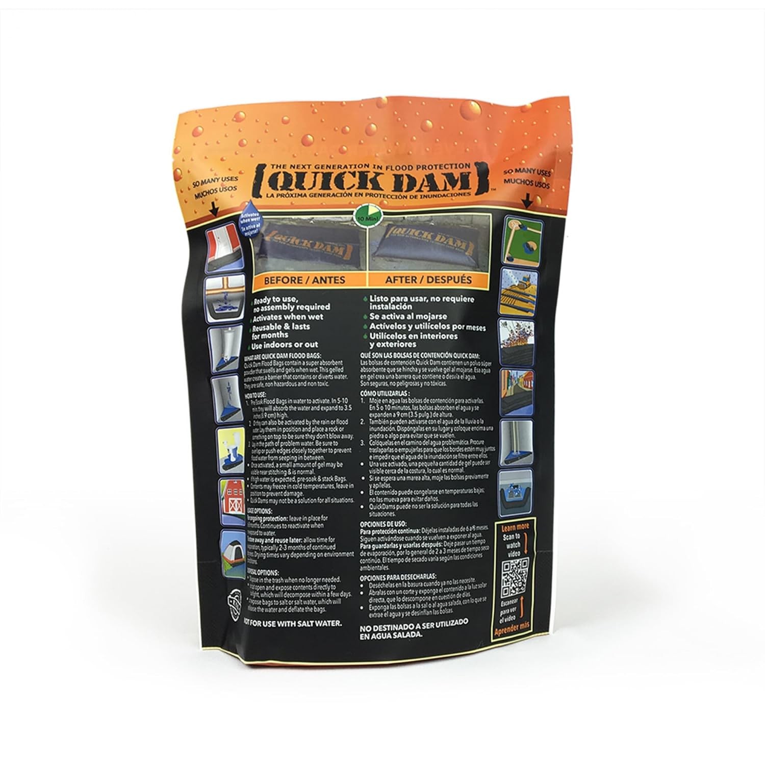 Water Activated Flood Bags 2 Pack Black Emergency Waterproof Protection