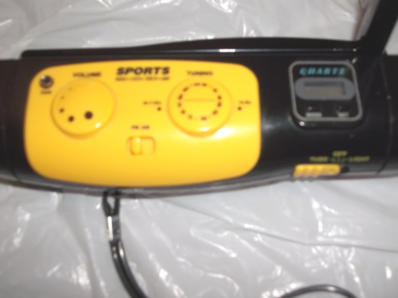 Sport AM/FM Radio Clock Torch Flashlight (Lamp) Black w/Yellow Trim, Adjust Lamp