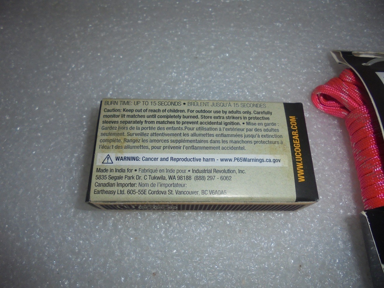 25ct UCO STORM PROOF MATCHES WITH PARACORD 15 Sec. Burn Windproof STRIKE ON BOX!
