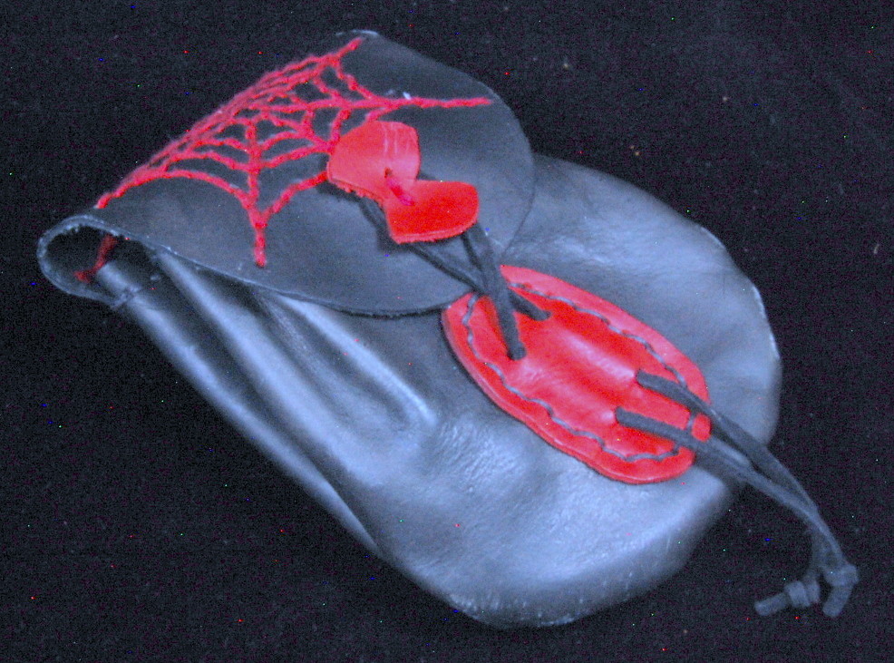 Bag Black Widow Spider Embroided Leather Windsor Bushcraft Belt Pouch Bag