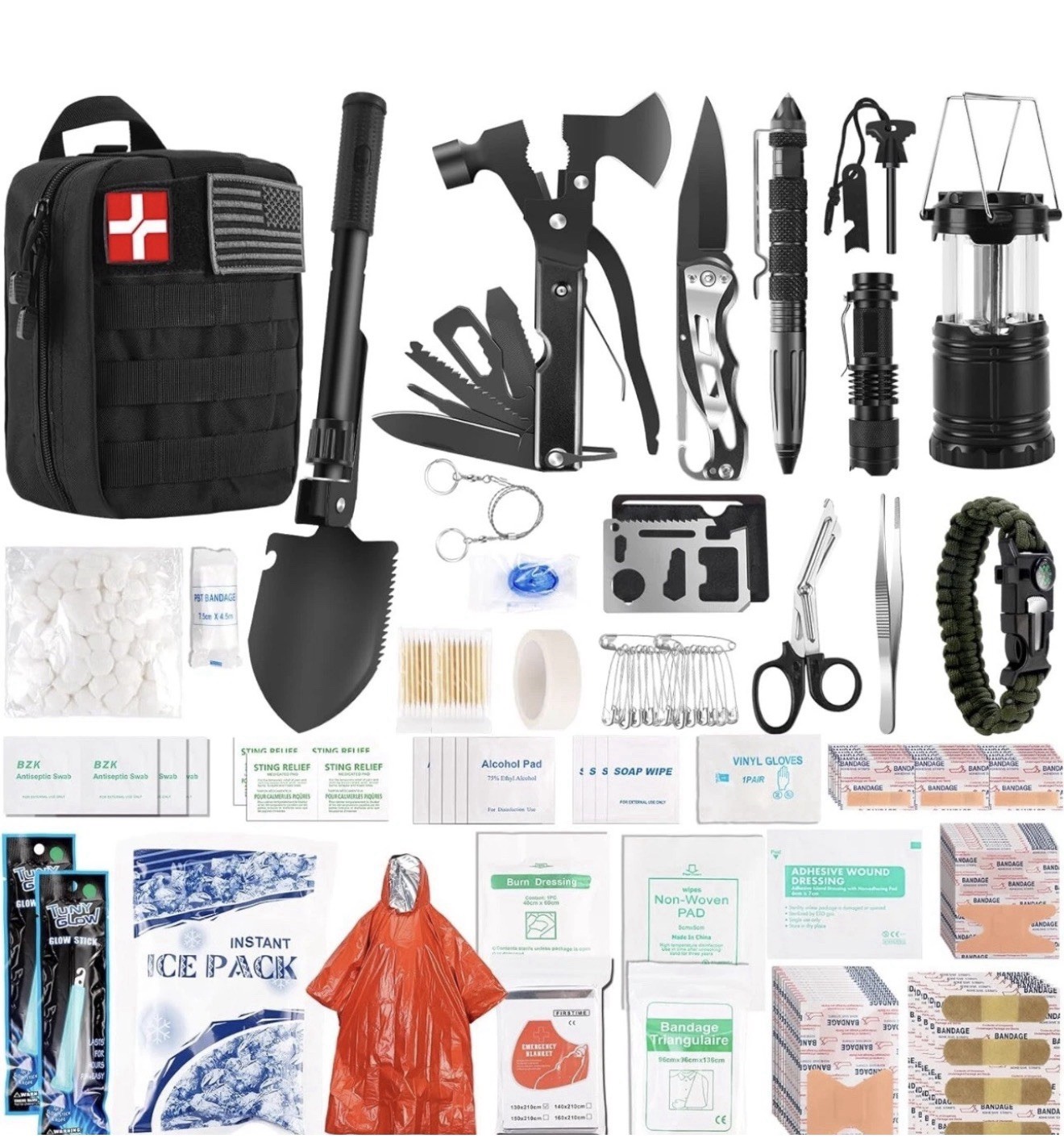 318 Piece Set Emergency Survival Kit First Aid Bug Out Military Kit