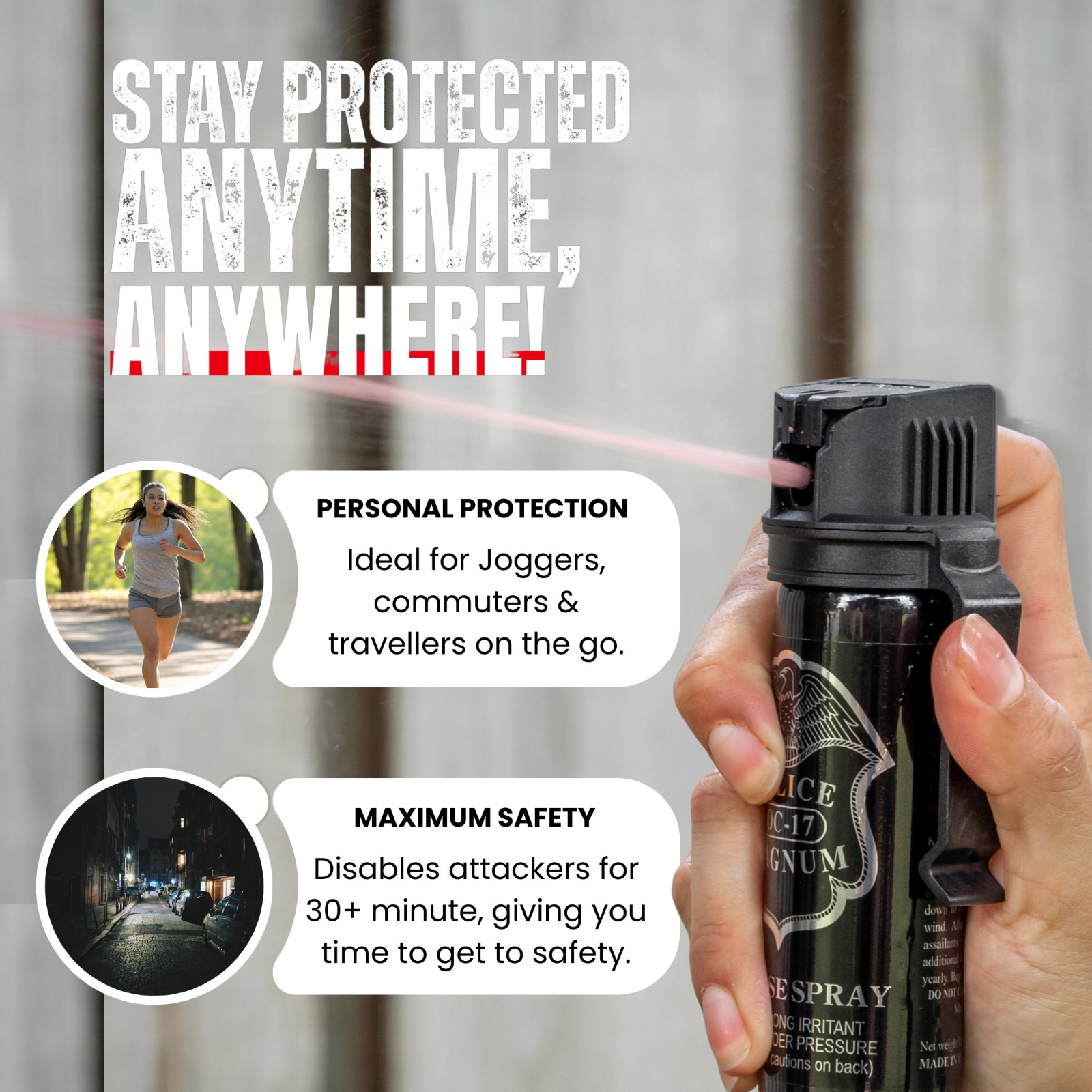 Pepper Spray Police Magnum 2 pack 3oz Flip Top Belt Clip Fog OC Defense Security