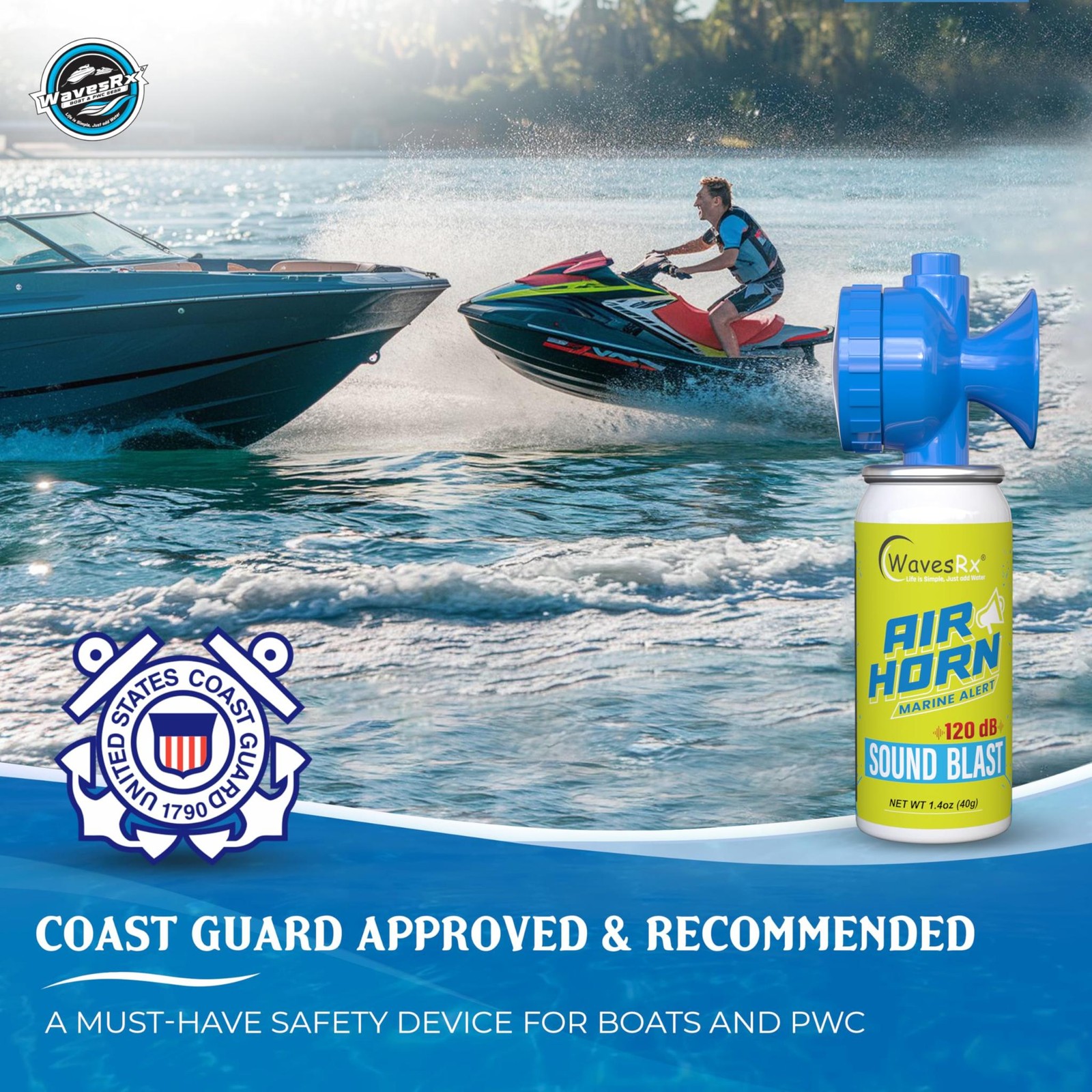Marine Air Horn– Coast Guard Approved Boat Horn for Safety & Fog Alerts | Loud 1