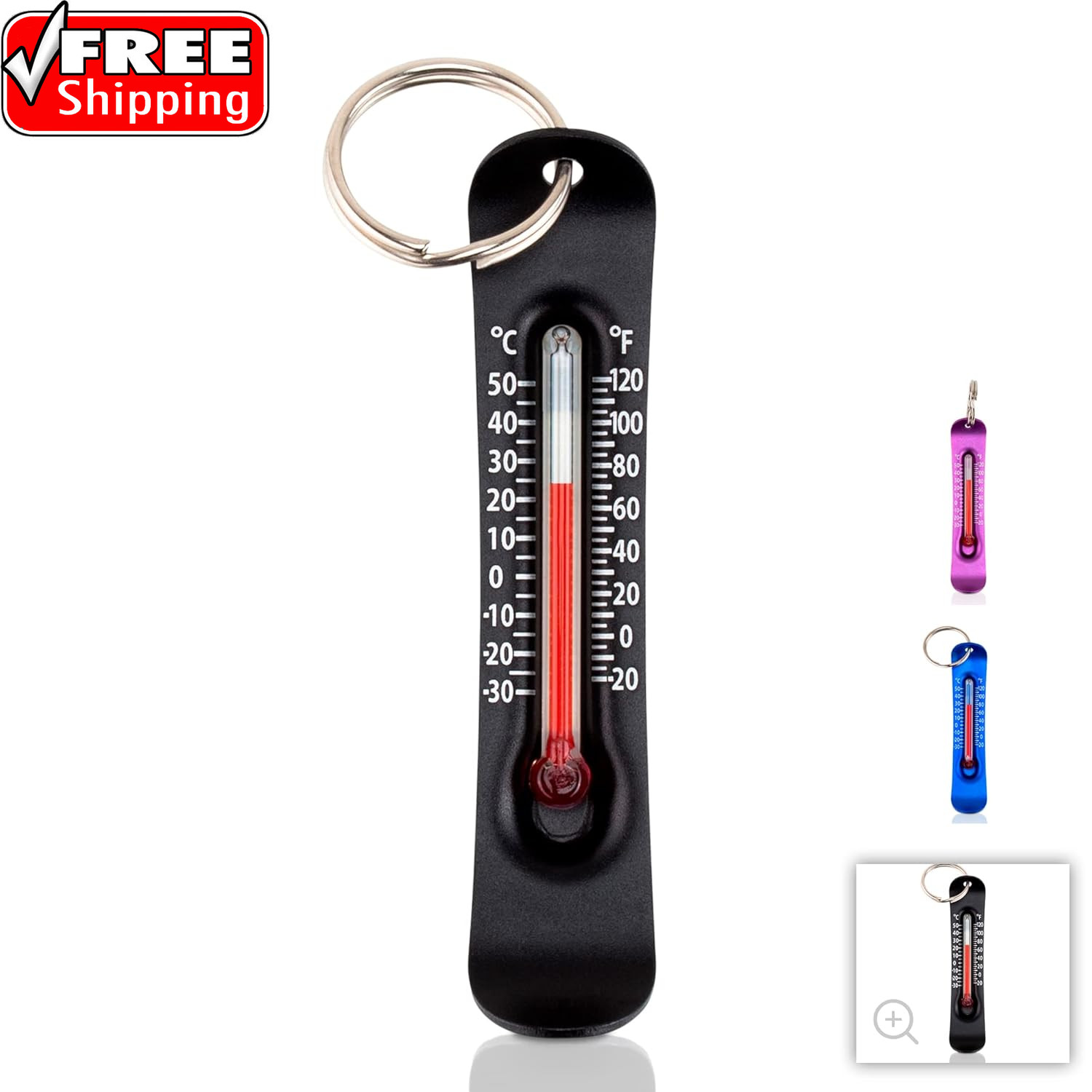 Brrr-Ometer – Snowsport Zipper Pull Thermometer for Jacket, Parka, or Backpack |