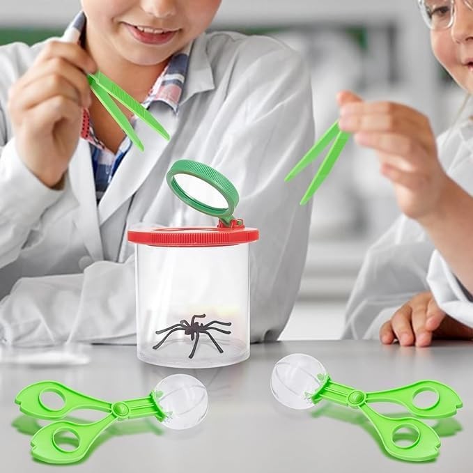 Researcher Set for Kids, 6 Piece Magnifying Tins Cup Magnifier, Cup Magnifiers Set with 3/…