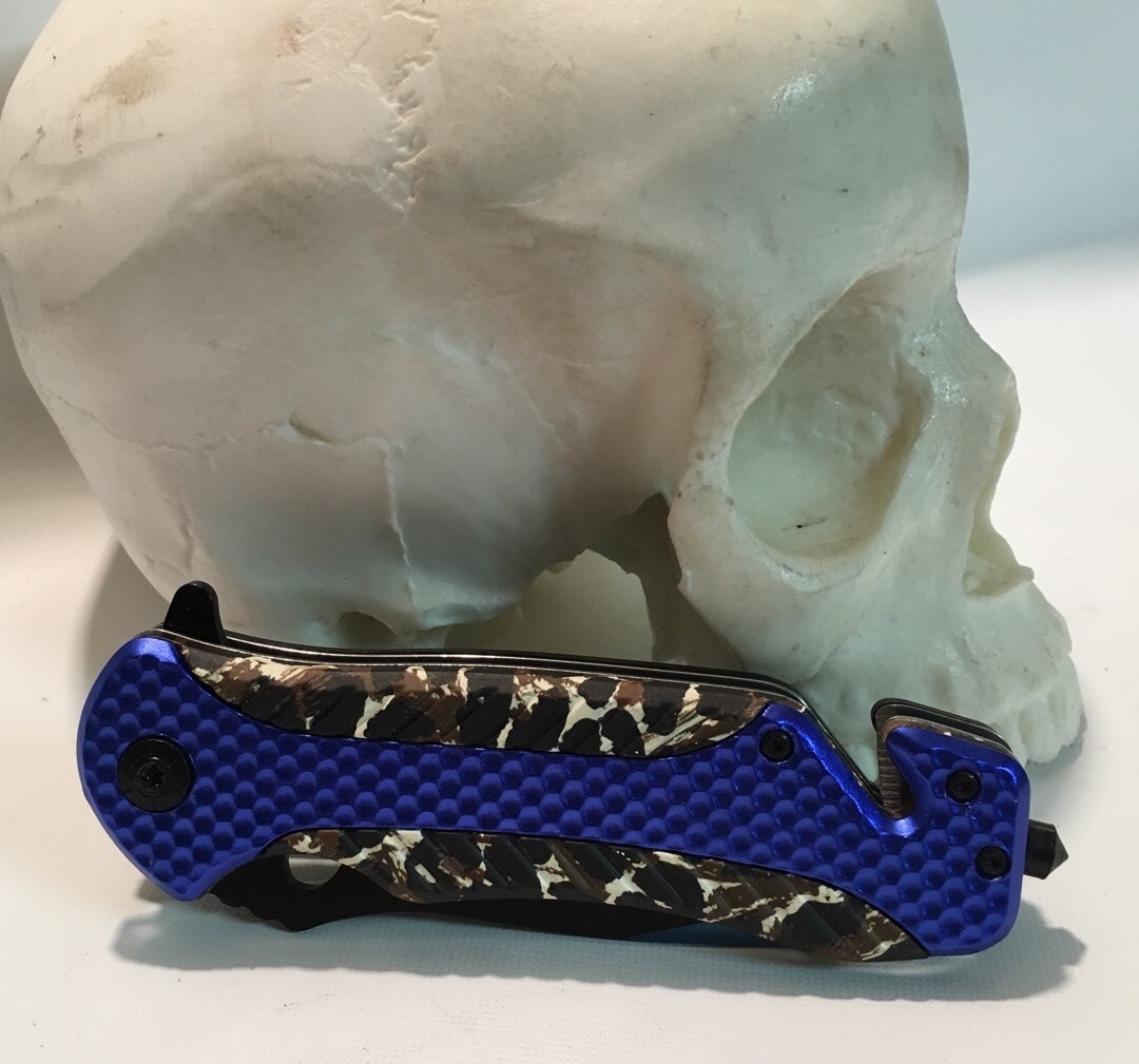 Blue Rescue Knife Glass Breaker Belt Cutter