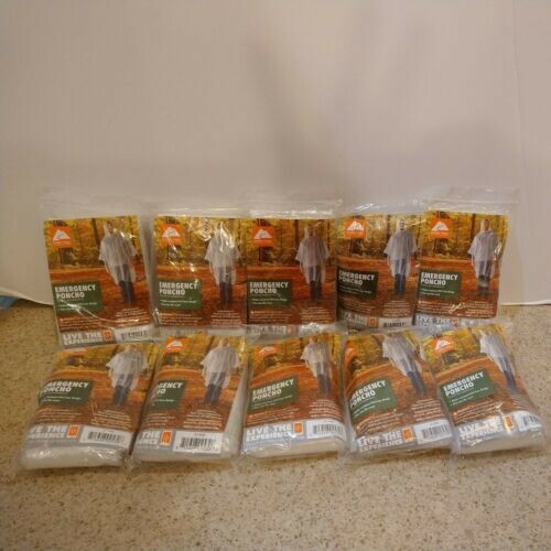 Lot of 10 Emergency Rain Poncho’s From Ozark Trail Water Resistant PVC Free NEW