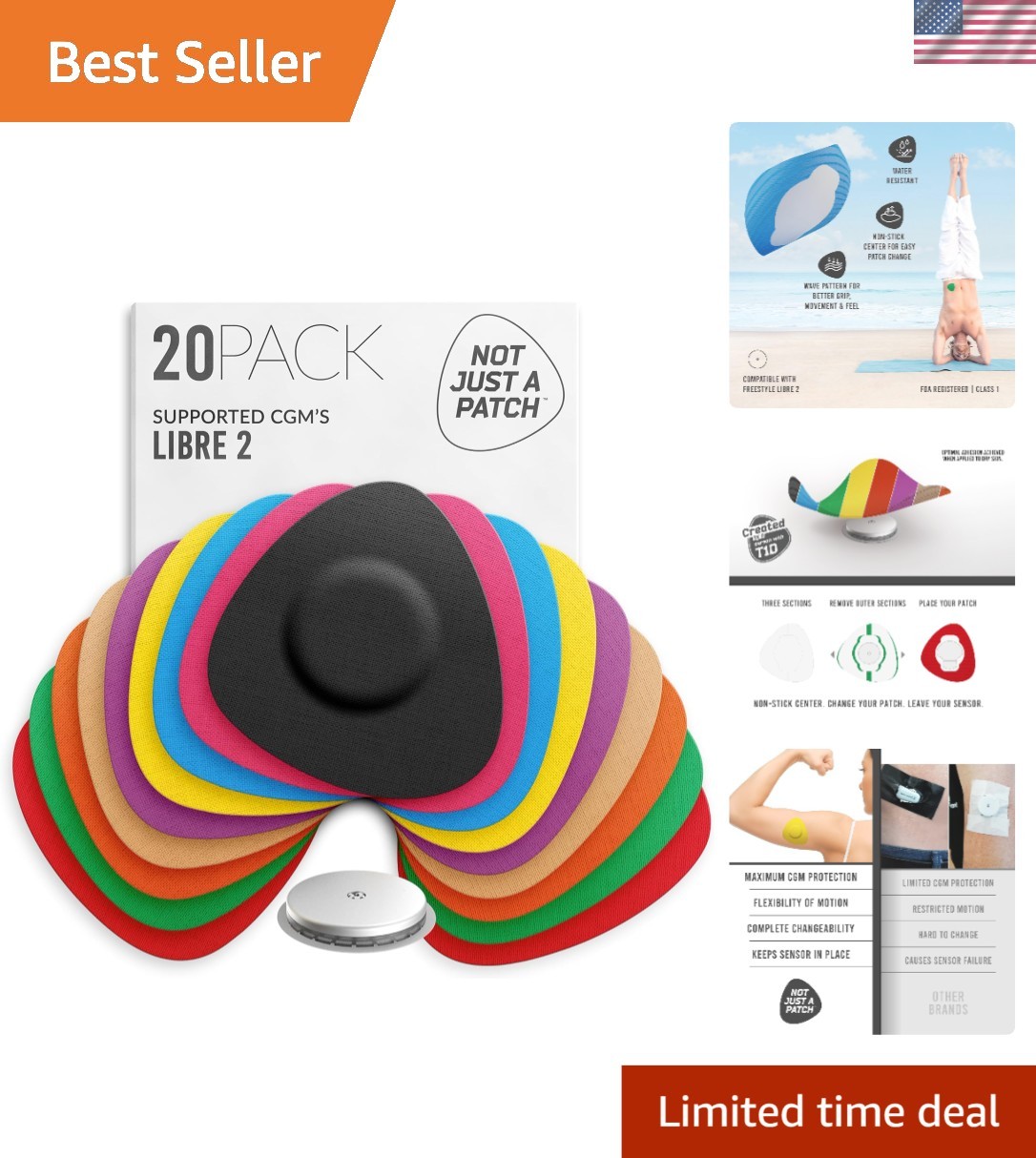 Multicolor Flexible CGM Patches for Freestyle Libre 2 – 10-14 Days of Protection
