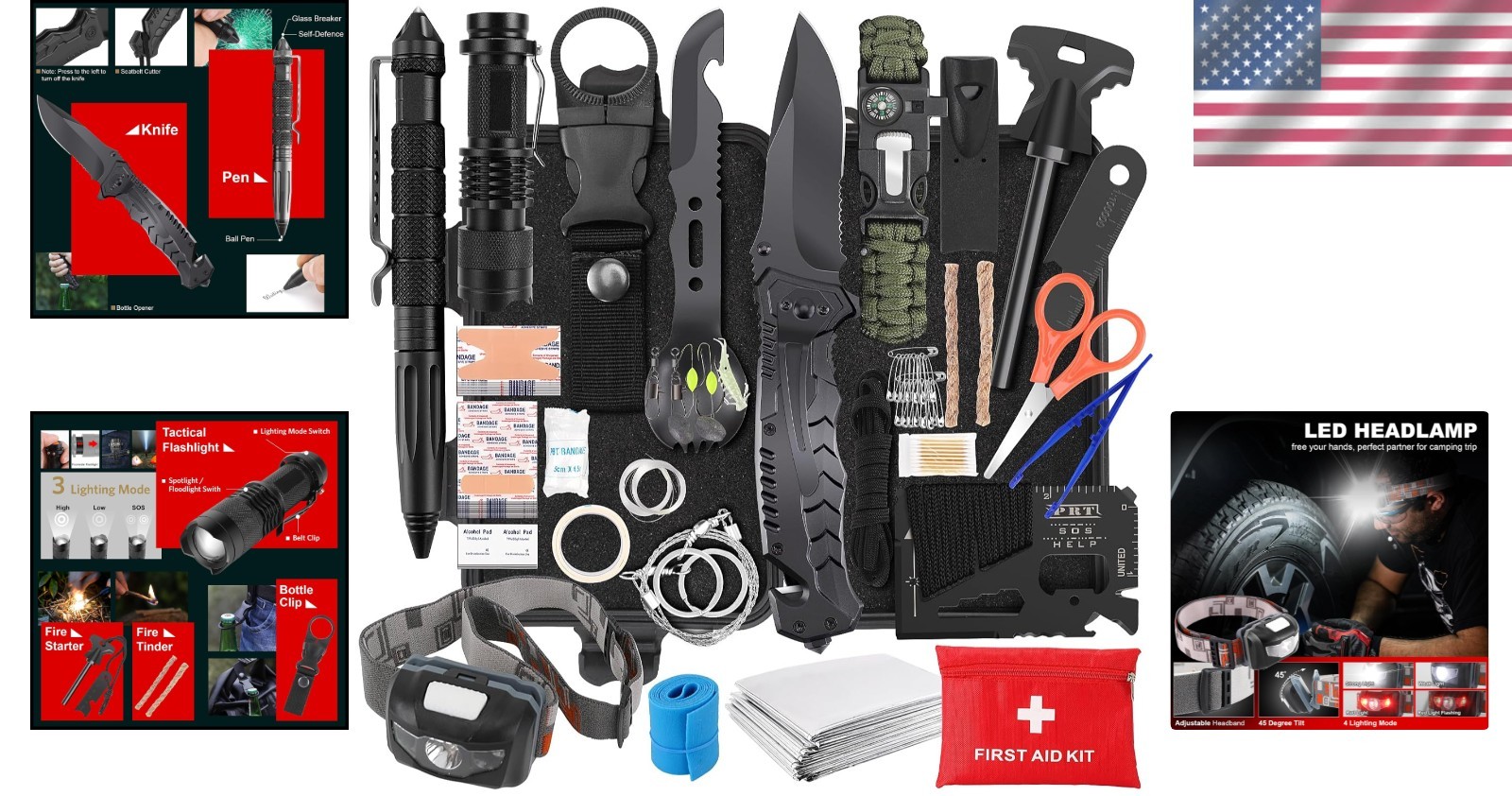 Heavy-Duty Waterproof Survival Kit – 116 Tools for Camping, Hiking, Emergencies