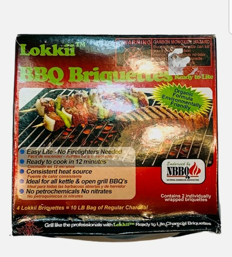 LOKKII BBQ BRIQUETTES READY TO LITE CAMPFIRES OR GRILLS Box Contains 2 Briquett
