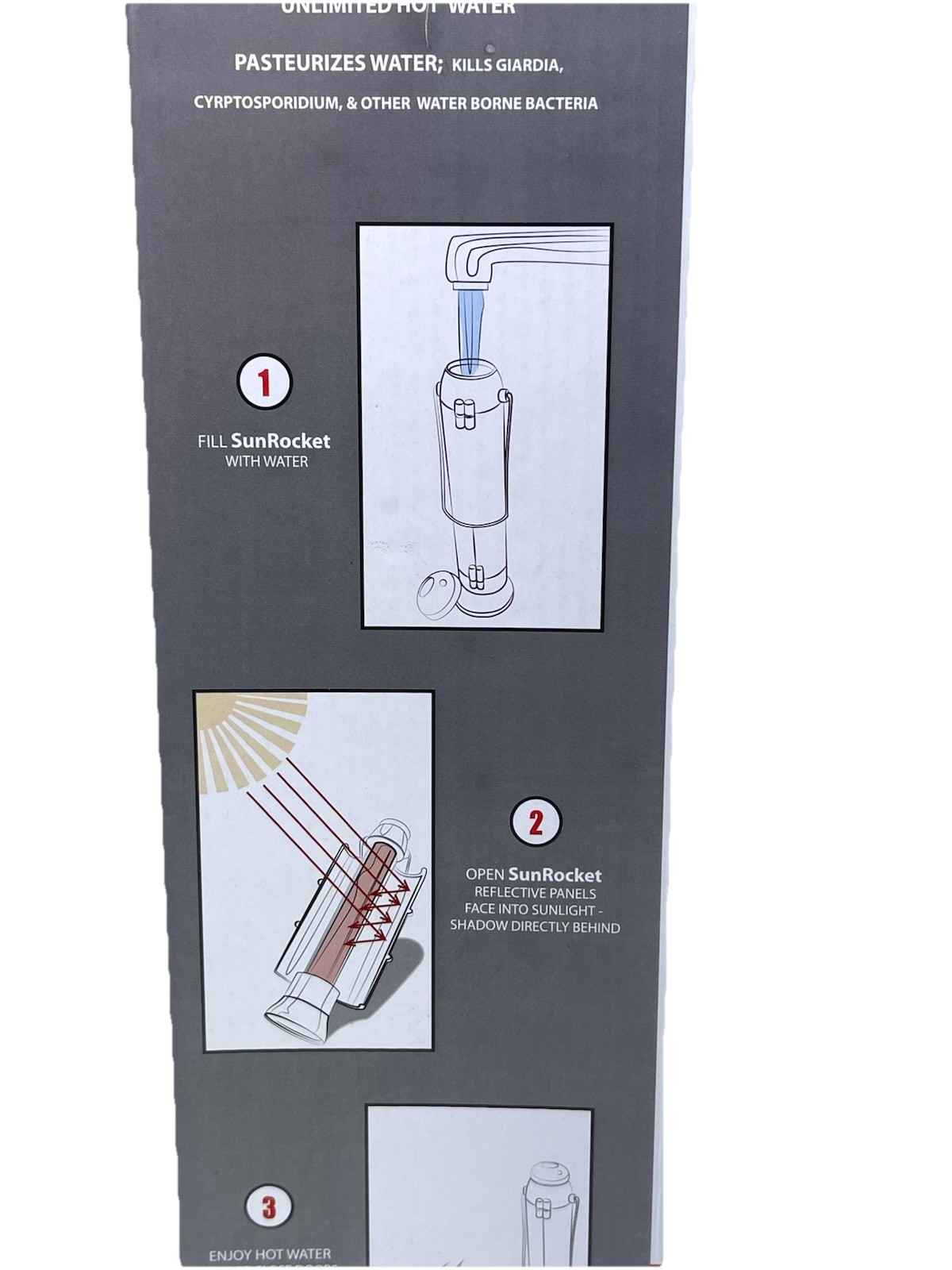 SUNROCKET Solar Water Heater Thermos Portable Outdoor Clean Hot Water Beverage