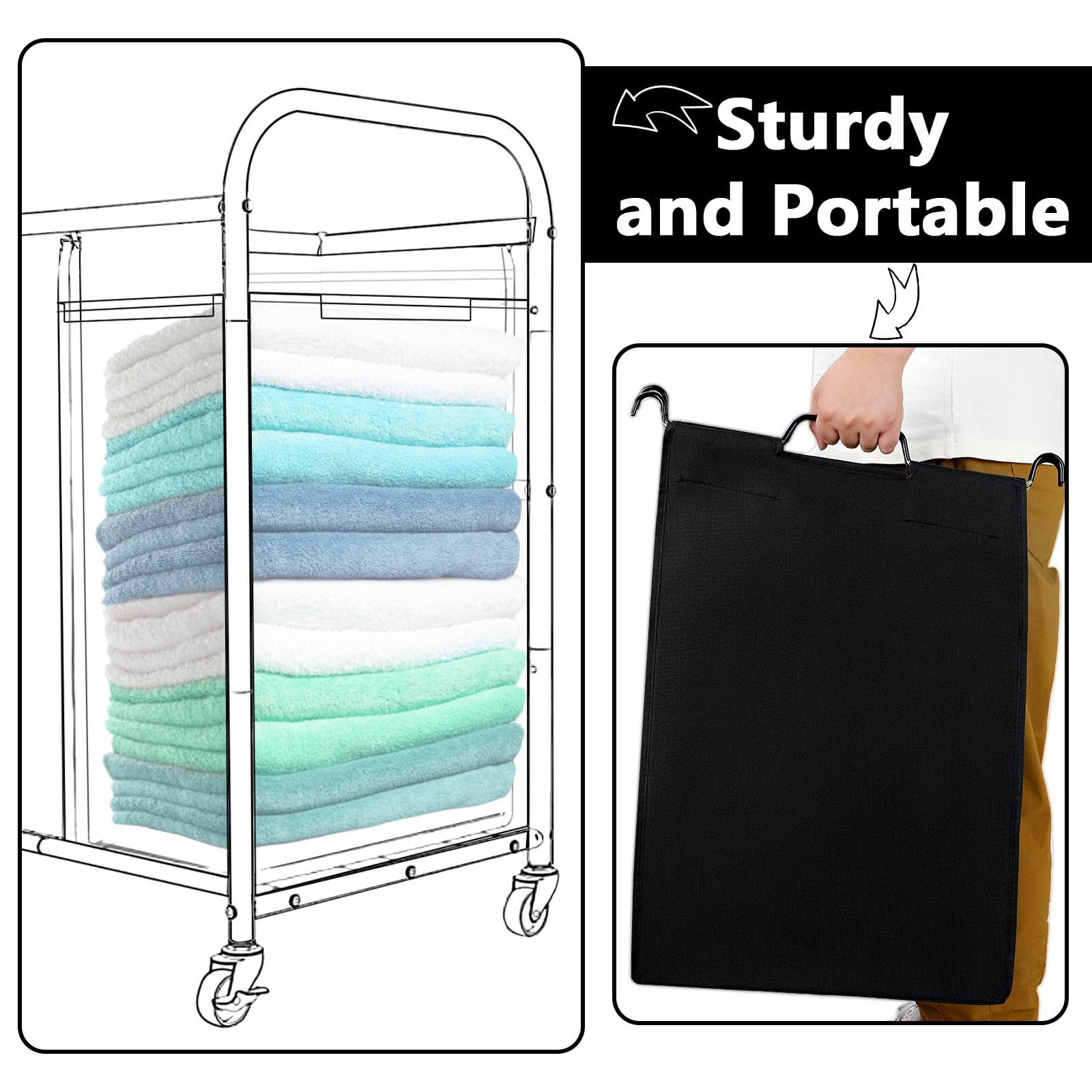Windyun 3 Pcs 14.76 x 8.66 x 23.23/ 19.29 inches (L x W x H), Black