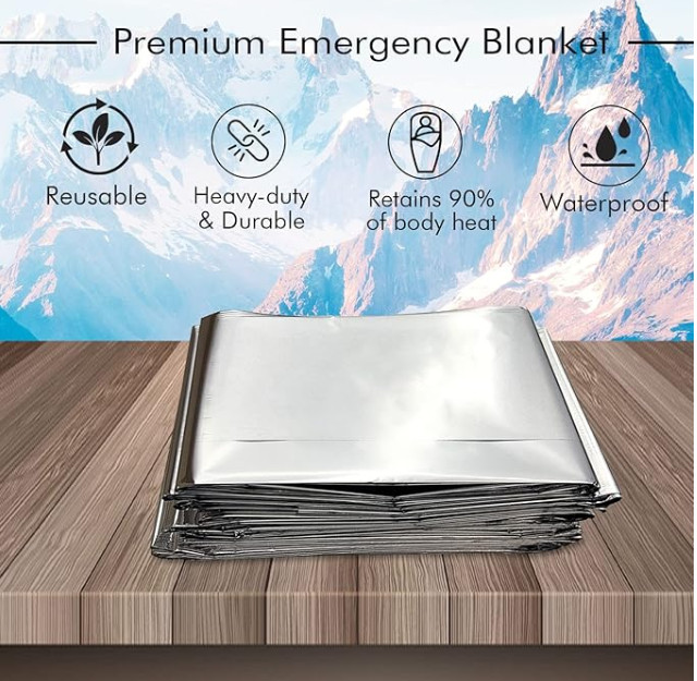 100 individual Emergency Rescue Thermal Foil Mylar Blankets 84 x 52 USA Shipping