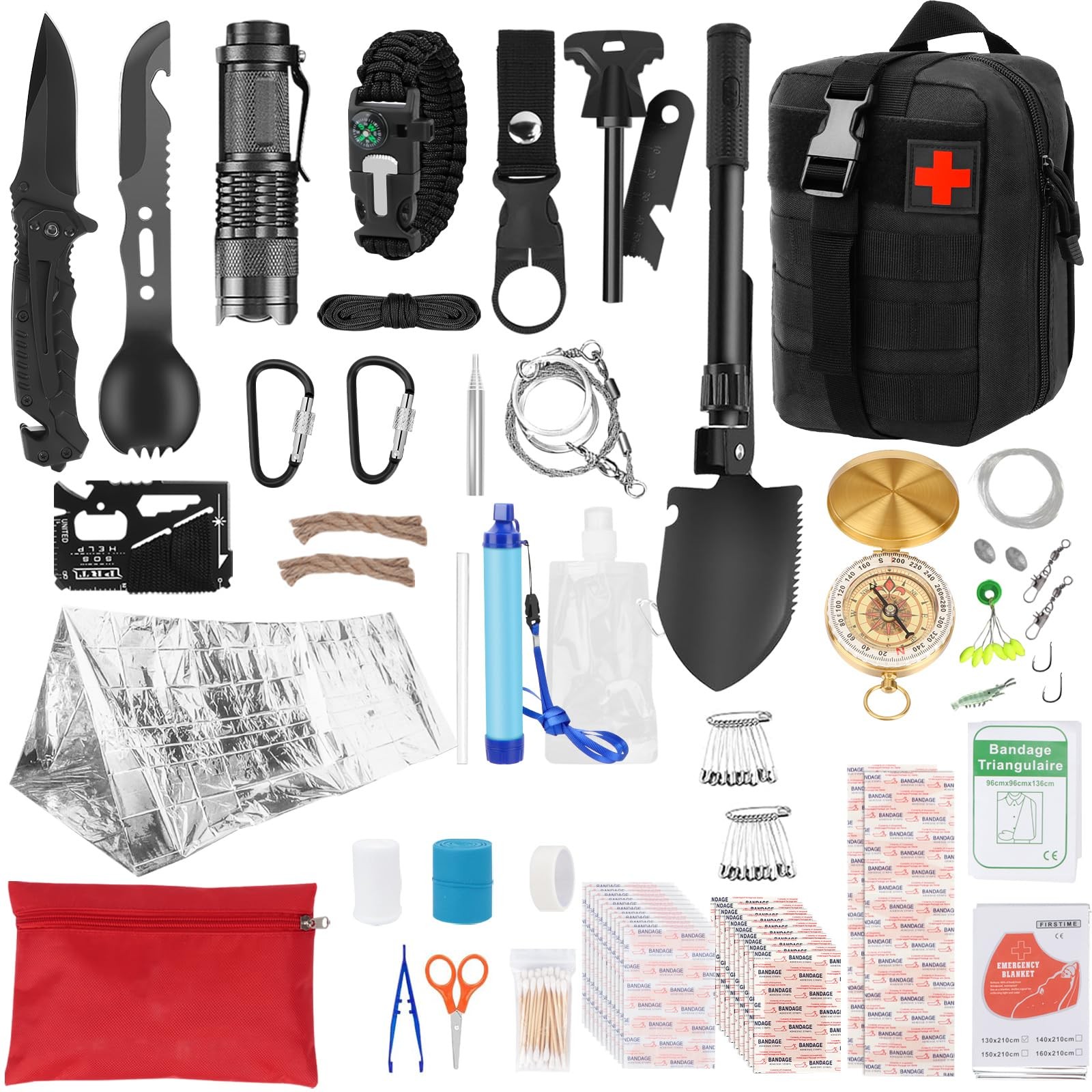 102 in 1 Outdoor Emergency Survival Kit – Multifunctional Equipment Kit with To…