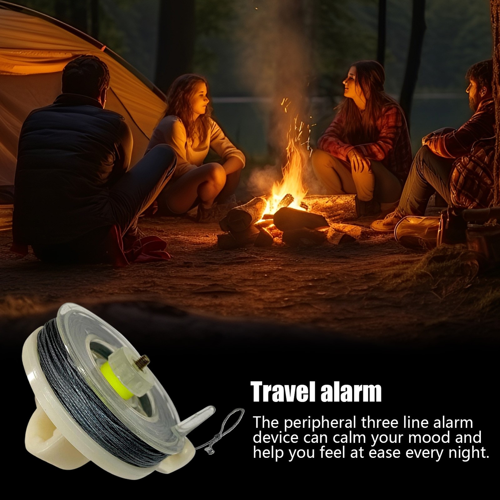 Camping Trip Wire Alarm Device Perimeters Trip Alarm with Trip Wire Safety Tool