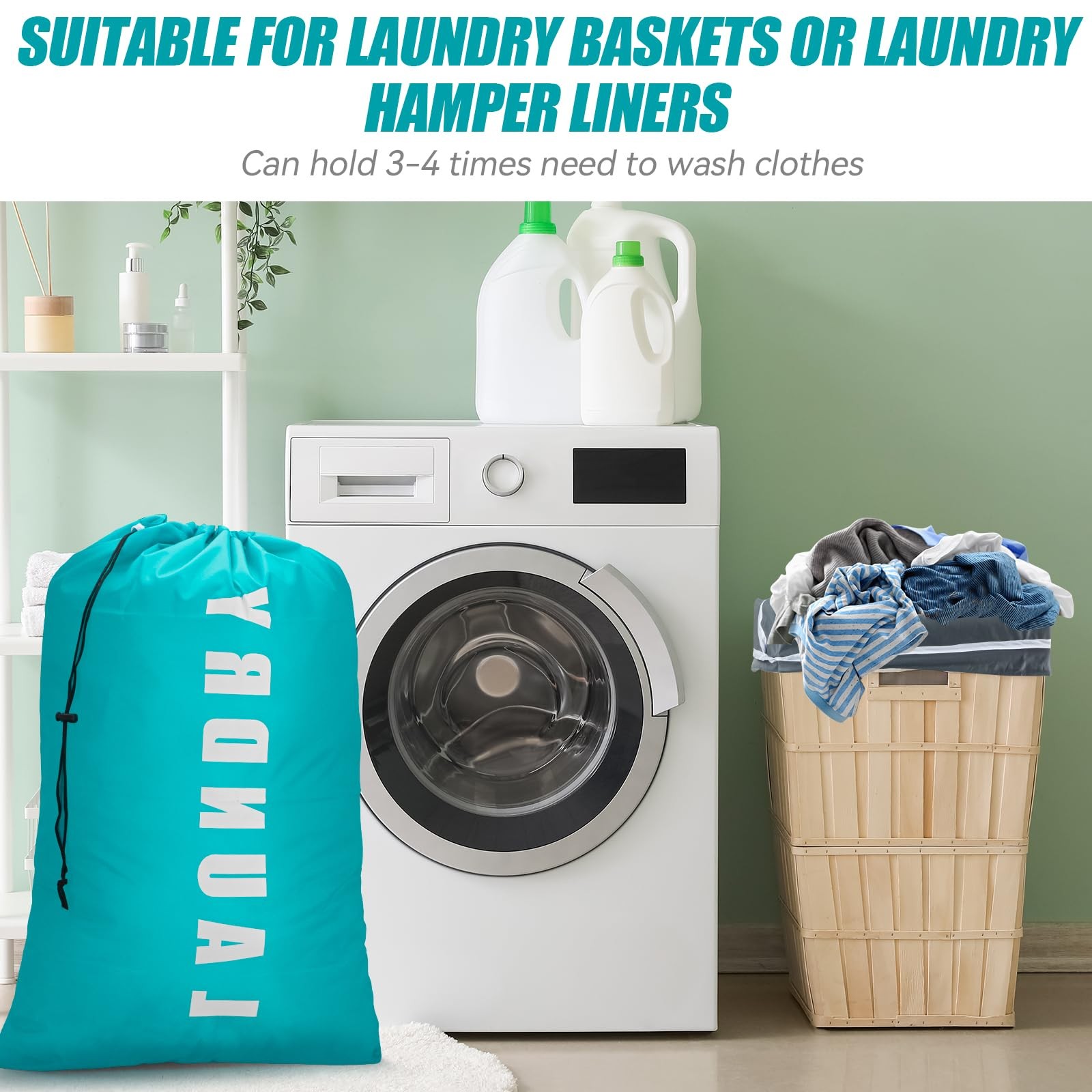 Isink Laundry Bag,2 Pack Travel 24″ x 36″, Bags (Cyan + Gray)
