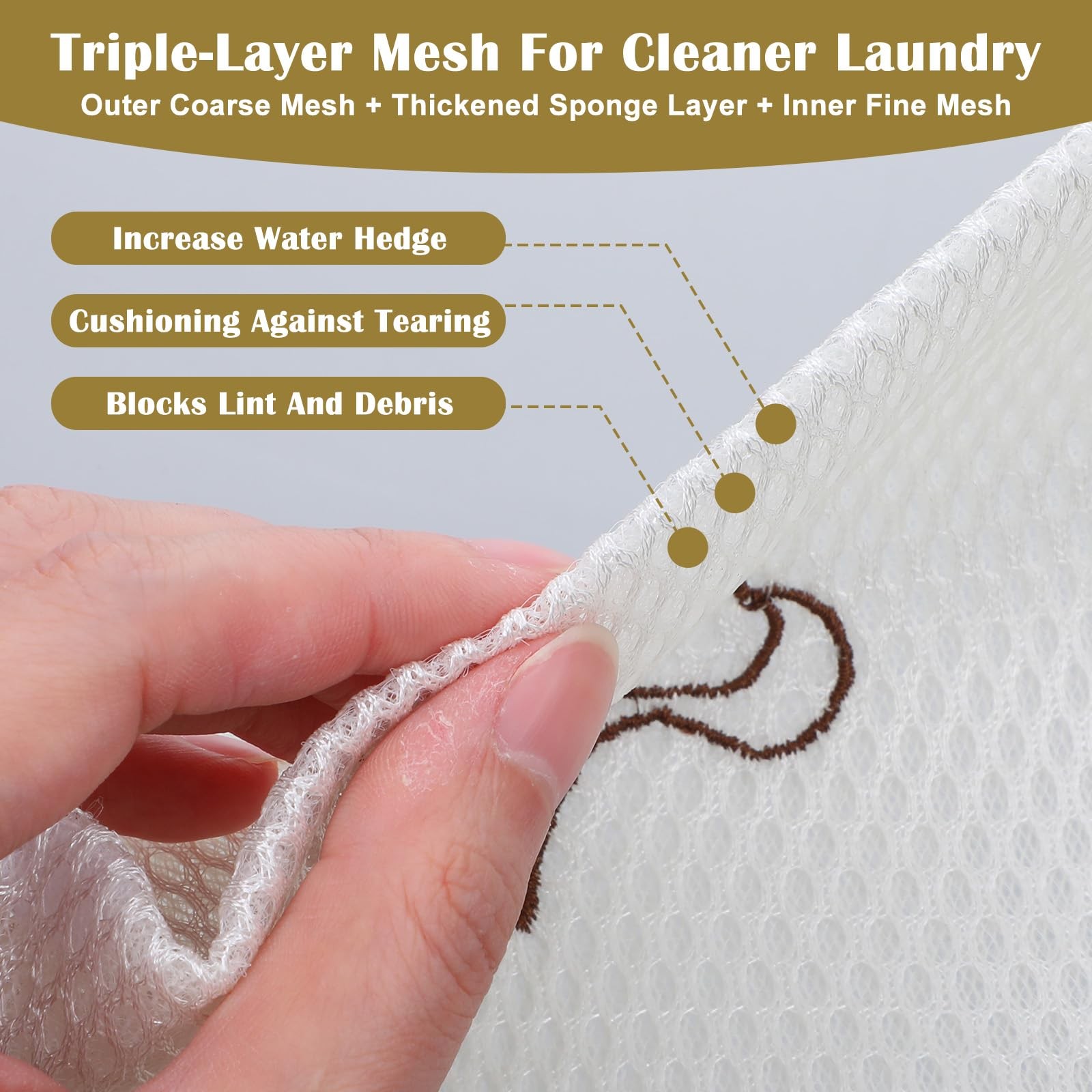 LXUEJIE 4 Pcs 7.87×7.09 Inch Small Mesh Laundry 0.36 liters, Beige, Brown