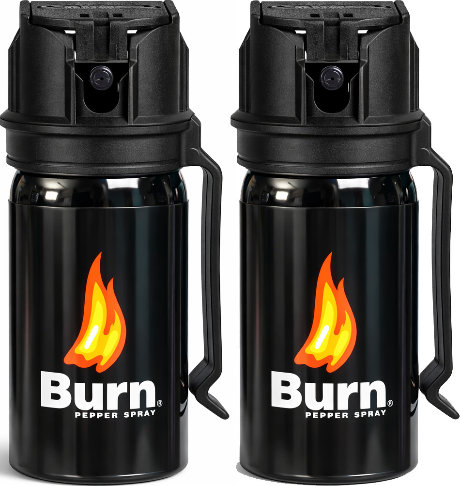 Burn 2 Pack Pepper Spray 1.35oz Police Strength OC Safety Lock Self Defense