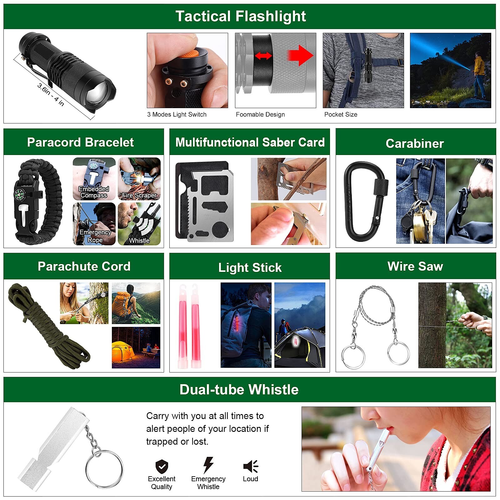 Survival Kit and First Aid Kit, 142Pcs Professional Survival Gear and Equipme…
