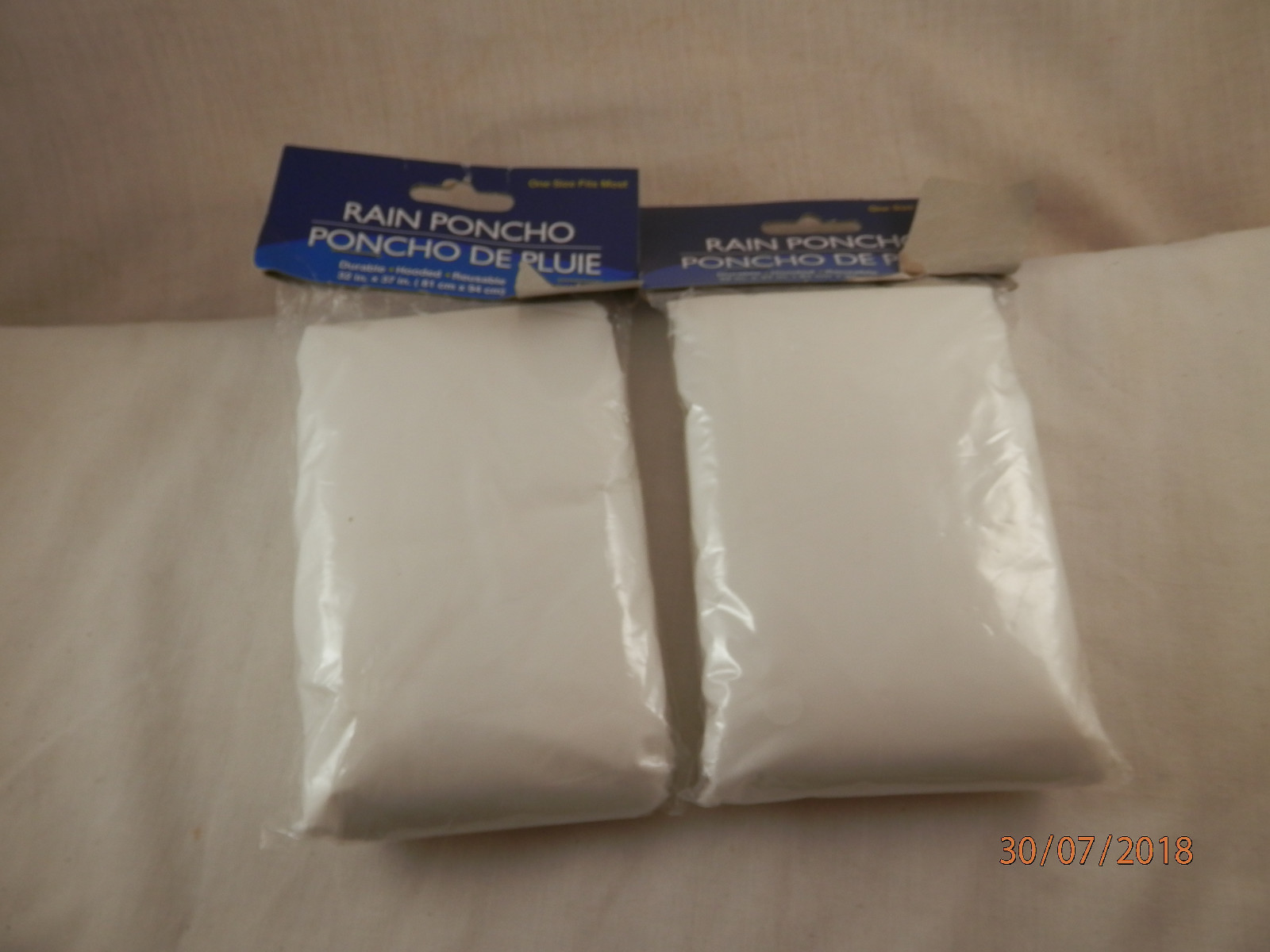 Emergency Rain Poncho Hooded Pair set of 2 One size NEW 32″ x 37″