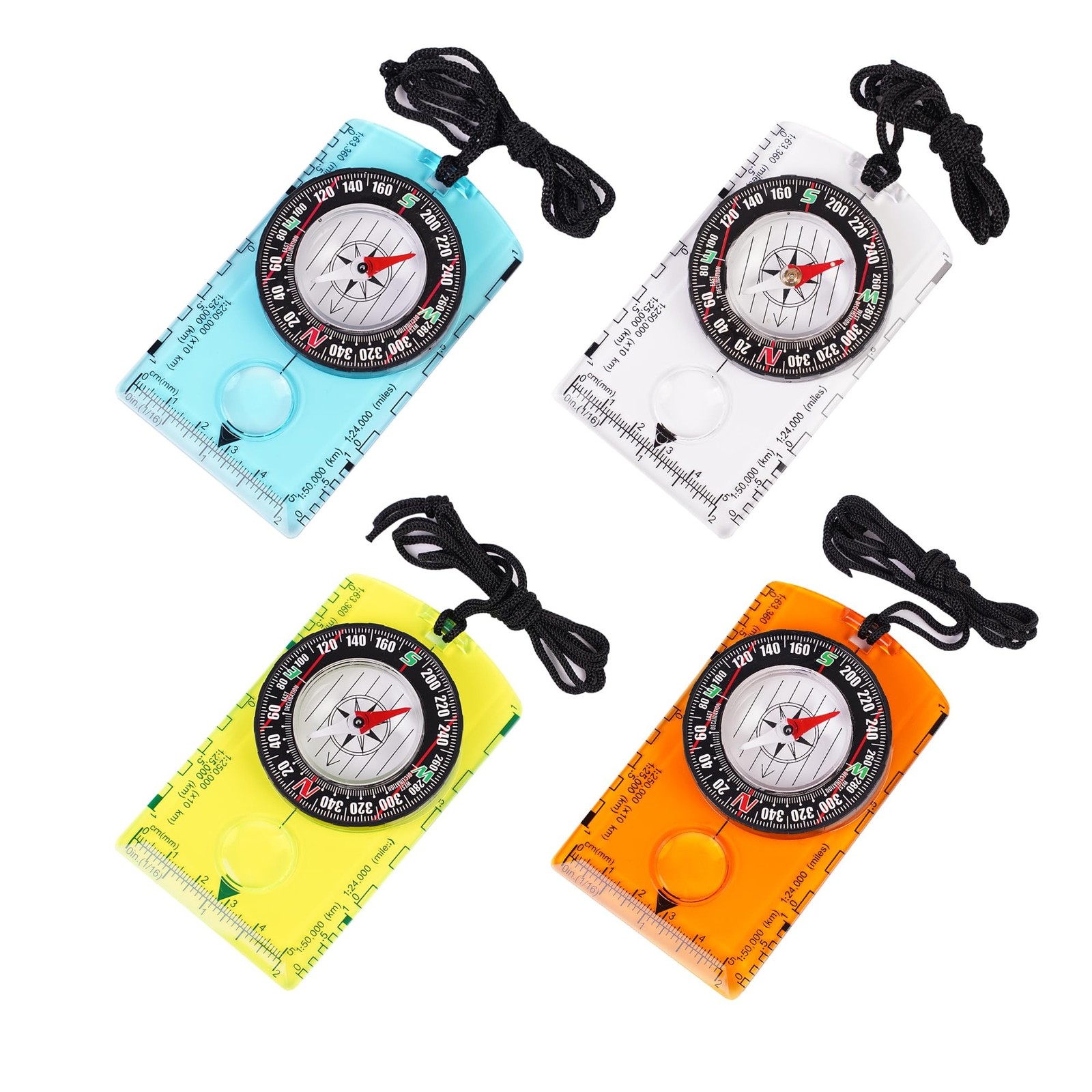 4 Pcs Outdoor Compass with Adjustable Declination,Magnifier,Ruler,Scale. Mult…