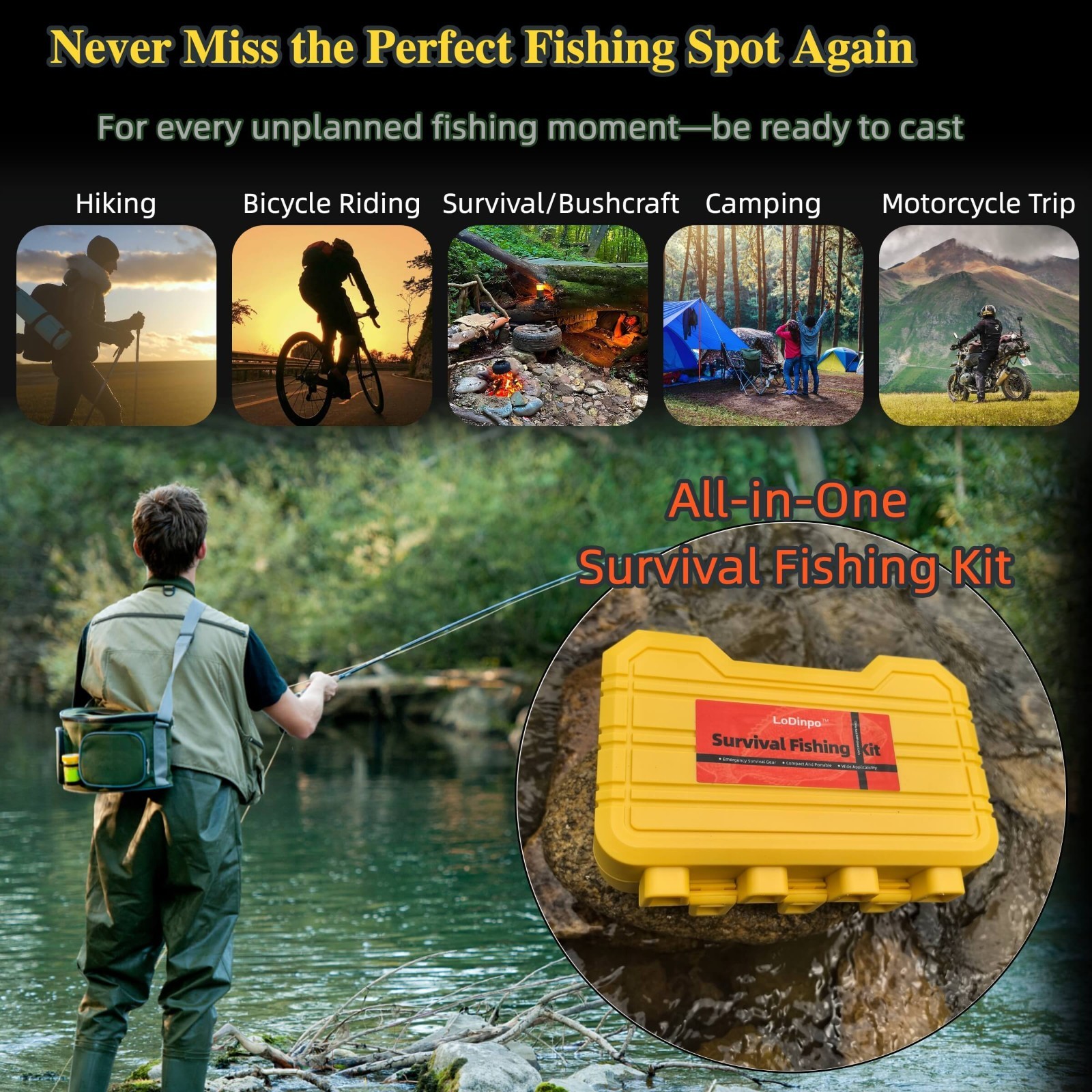 Portable Survival Fishing Kit – Compact Tackle Box for Camping/Hiking,Hooks Gift