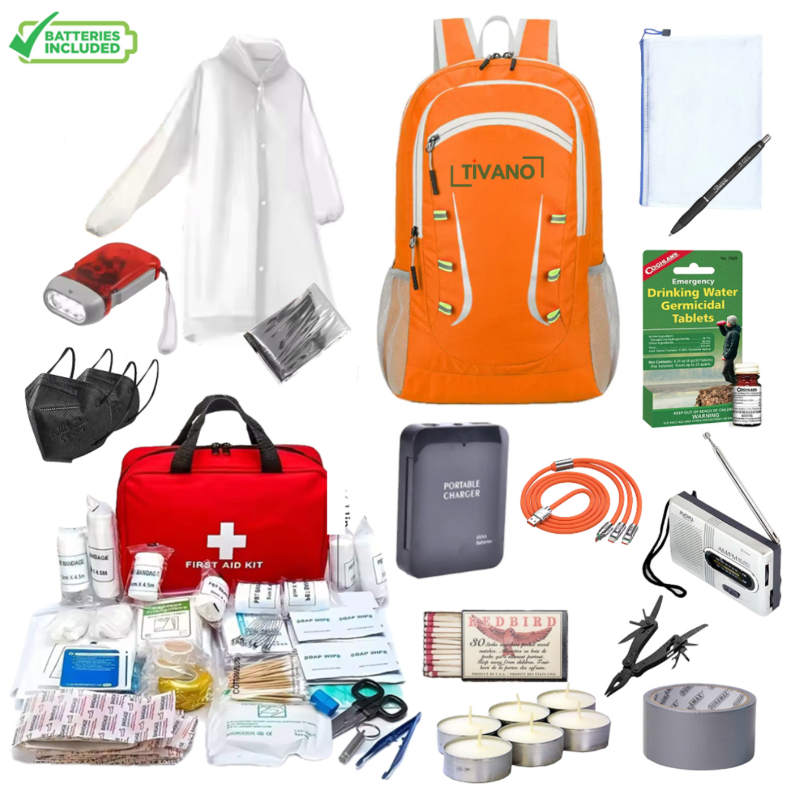 Emergency Preparedness Kit (1 person), for Earthquake, Wildfire, Flood