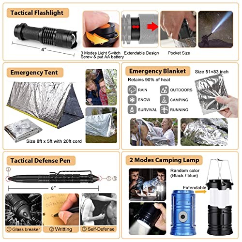Survival Kit, 250Pcs Survival Gear First Aid Kit with Molle System A-Black