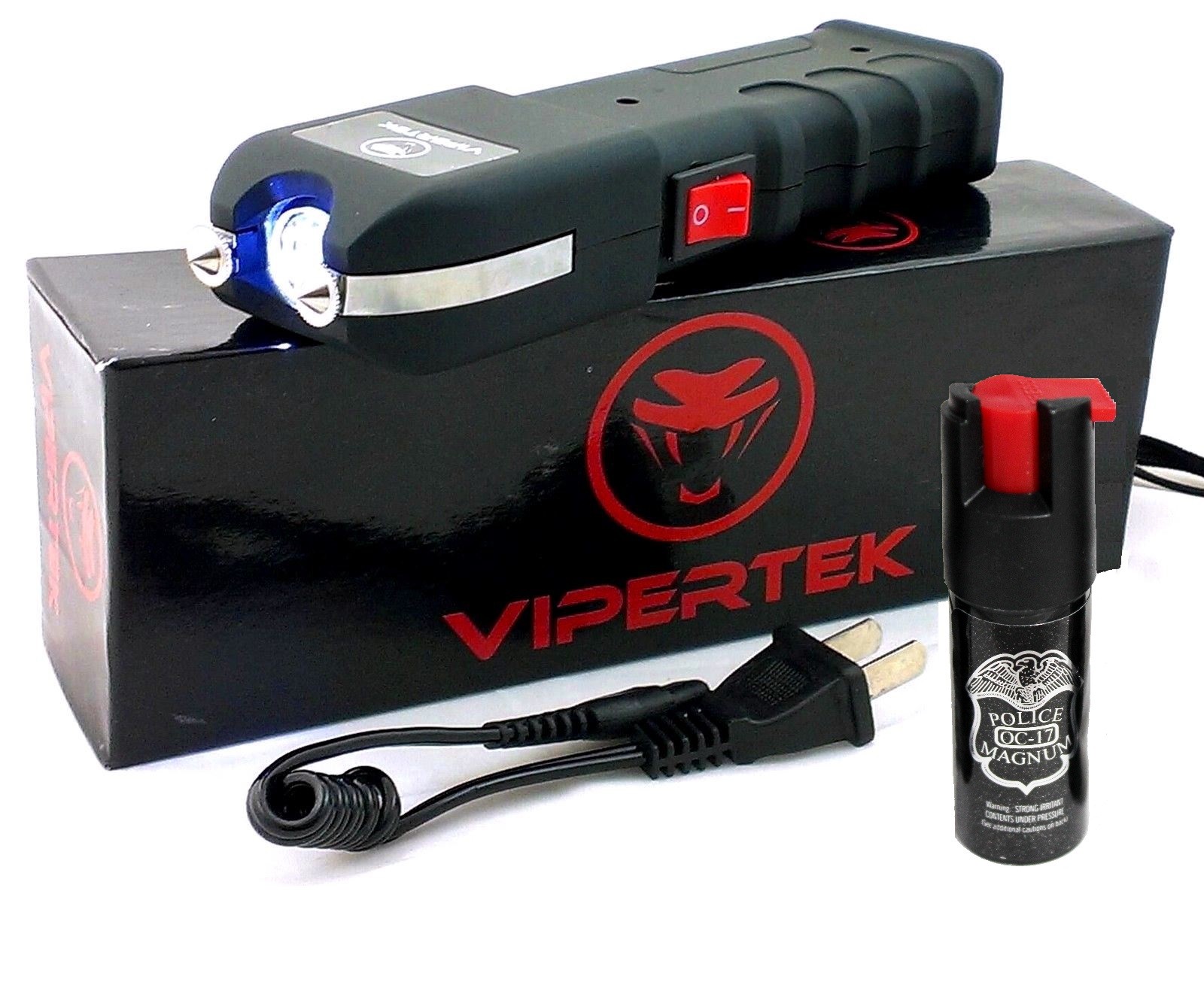 VIPERTEK 700 BV Rechargeable LED Heavy Duty Stun Gun + Pepper Spray