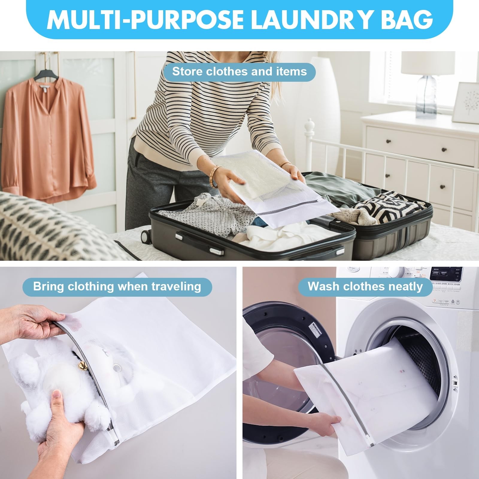 Mesh Laundry Bags for Delicates, 3 Pack 20 inches *16 inches, black