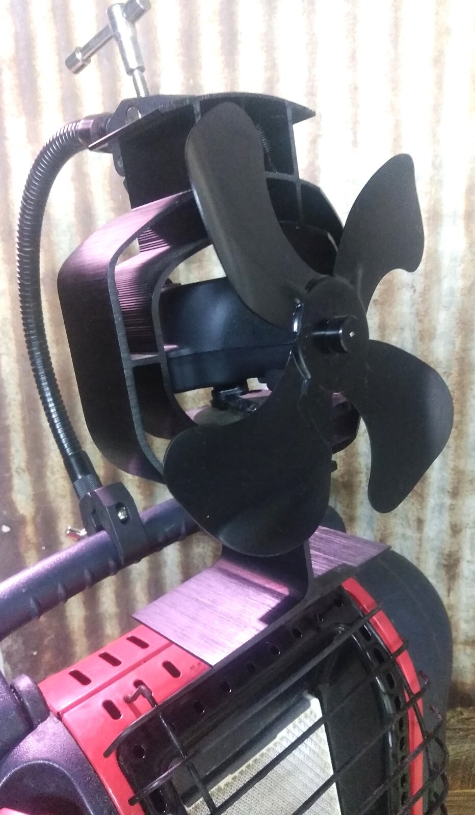 Mr. Heater “Buddy” Single Tank Wood Stove, Heat Powered Fan Mount. Custom Built.