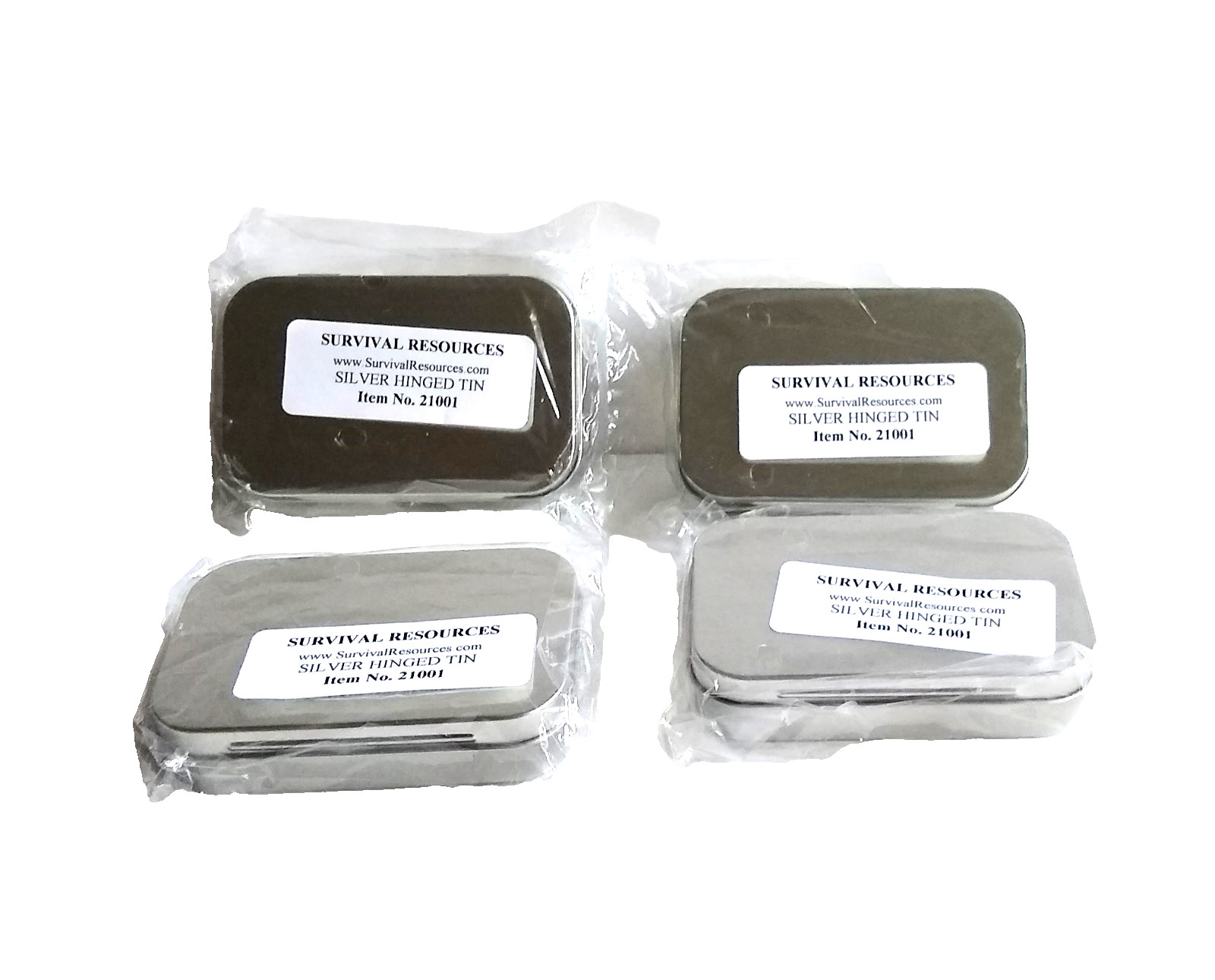 FOUR (4) NEW Metal Rectangular Hinged Tins Sealed Packaging