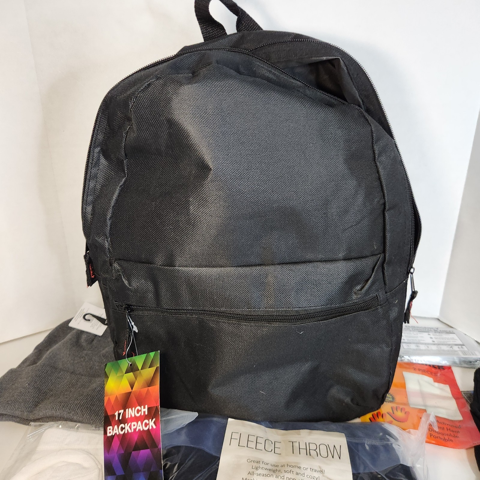 Emergency Survival Backpack Kit Blanket Gloves Hand Warmers Toiletries