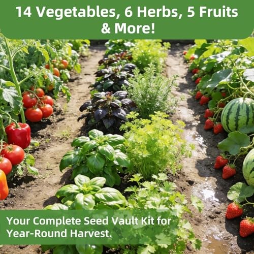 【Seed Vault】 Heirloom Vegetable Seeds Planting Kit – 15,000+ Non-GMO Seeds for