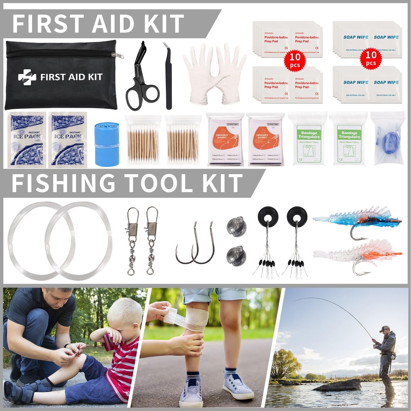 142pcs Survival Kit, Professional Survival Equipment with Molle Pouch Camping…