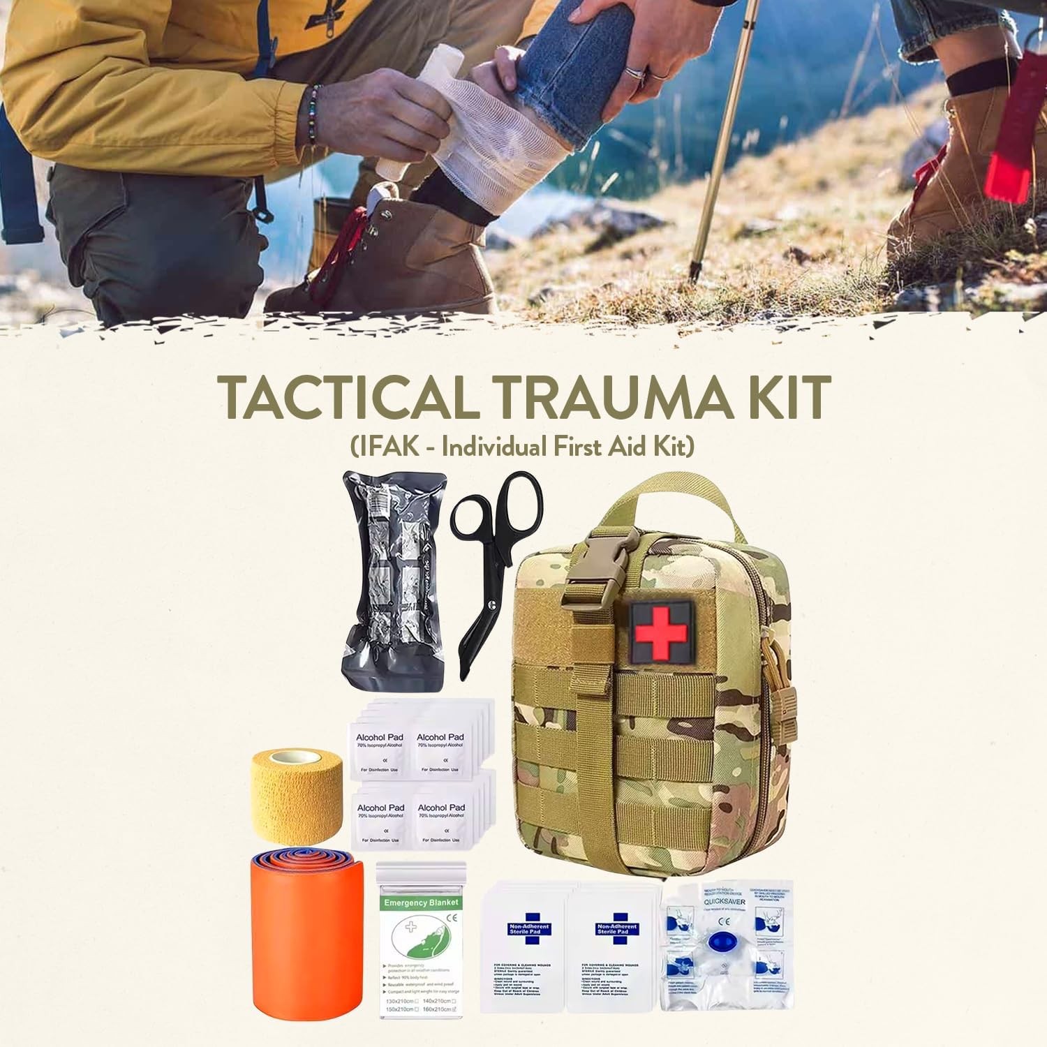 72-Hour Survival Kit | Emergency Bug Out Bag with First Aid, Water Filter, Food,