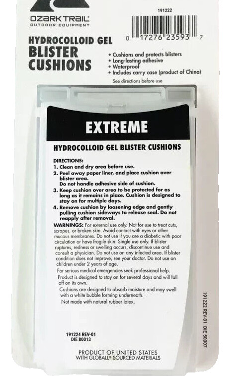 Ozark Trail 5-PC SET Waterproof Extreme Hydrocolloid Gel Blister Cushions + Case