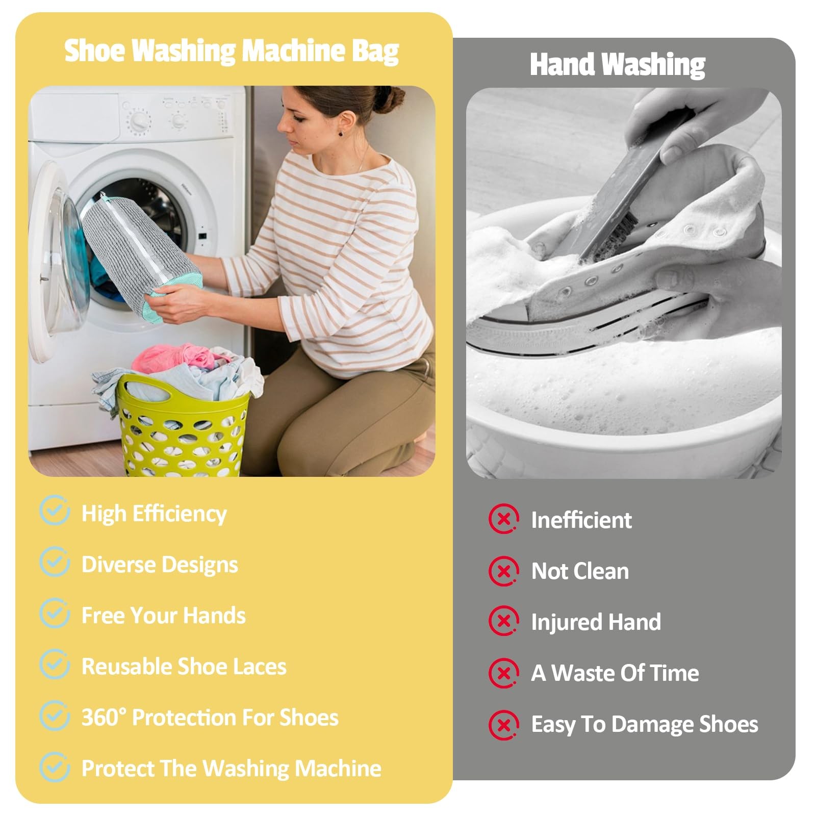 Shoe Washing Machine Bag:Shoe Bag 15 Inches X 7.1 Inches, XXL Grey