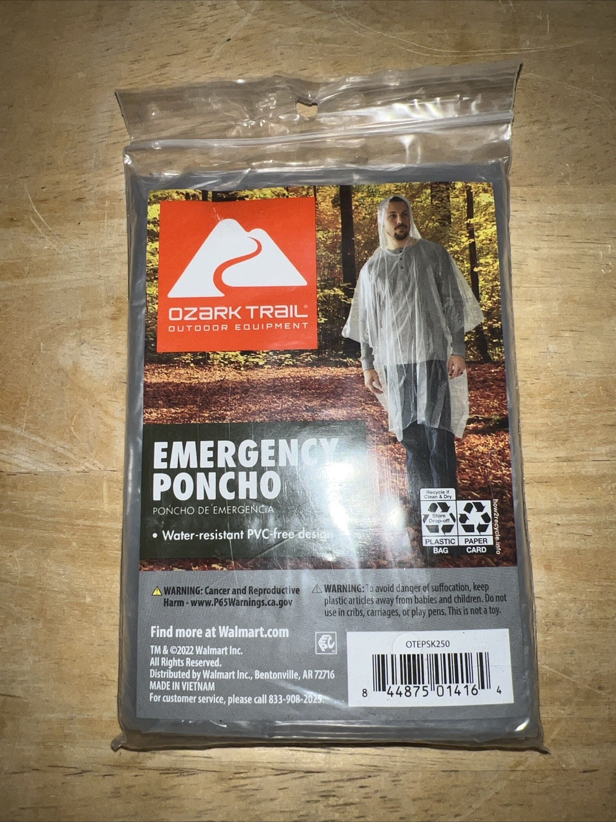 Ozark Trail NIOP Emergency Ponchos Lot Of 6, Clear, Water Resistant PVC Free