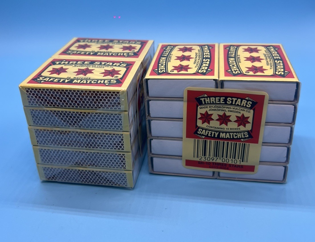 Swedish Camping Matches Three Stars Safety Matches 2 PAKAGES-10 BOXES PER PACK