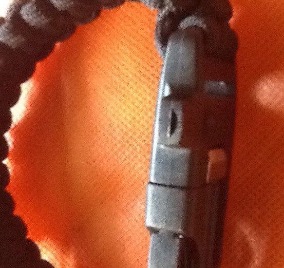 Paracord Survival Bracelet Flint Firestarter Scraper Knife Whistle Black 9 inch